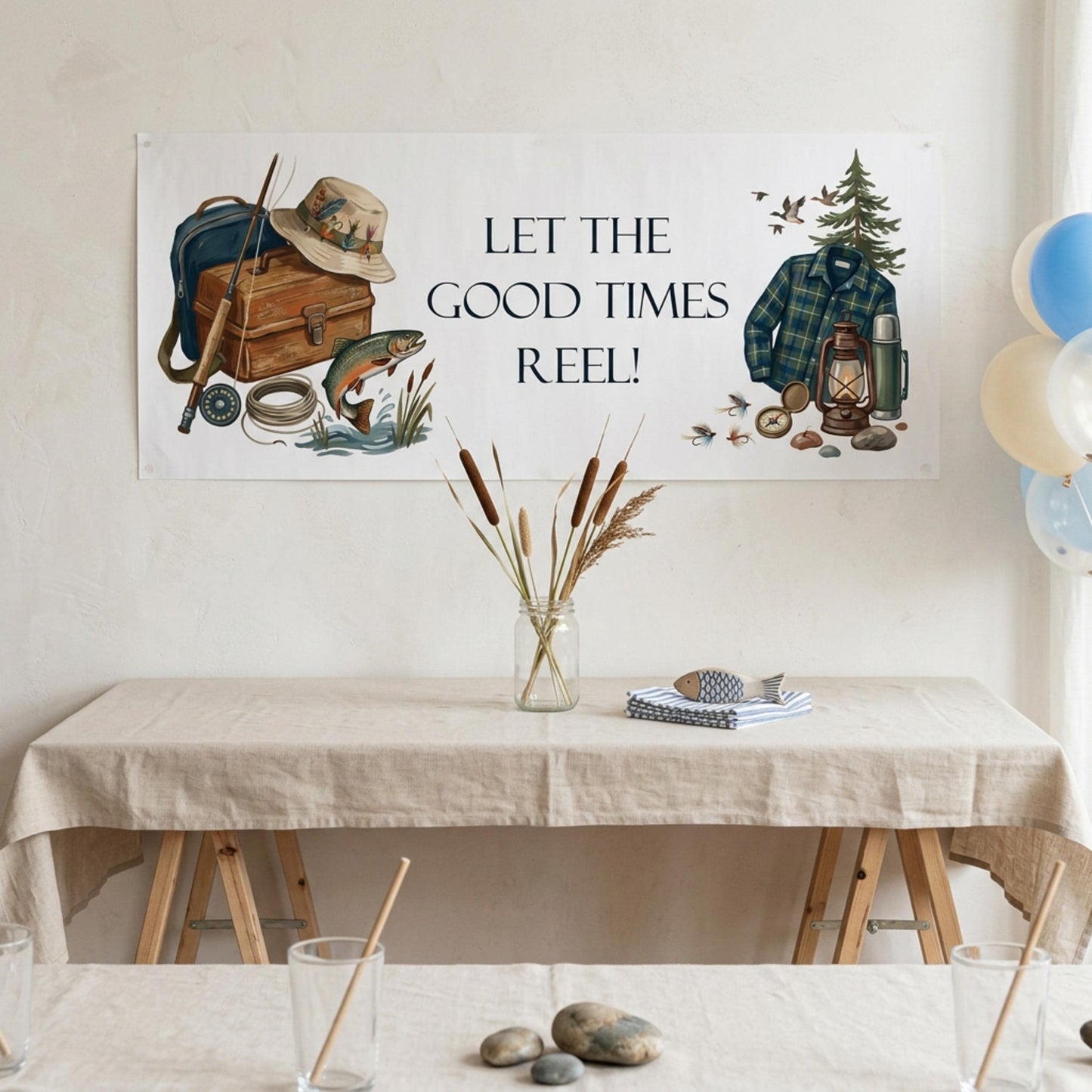 Personalised Fishing Birthday Banner for Him - Party Decor for the Angler & Fisherman