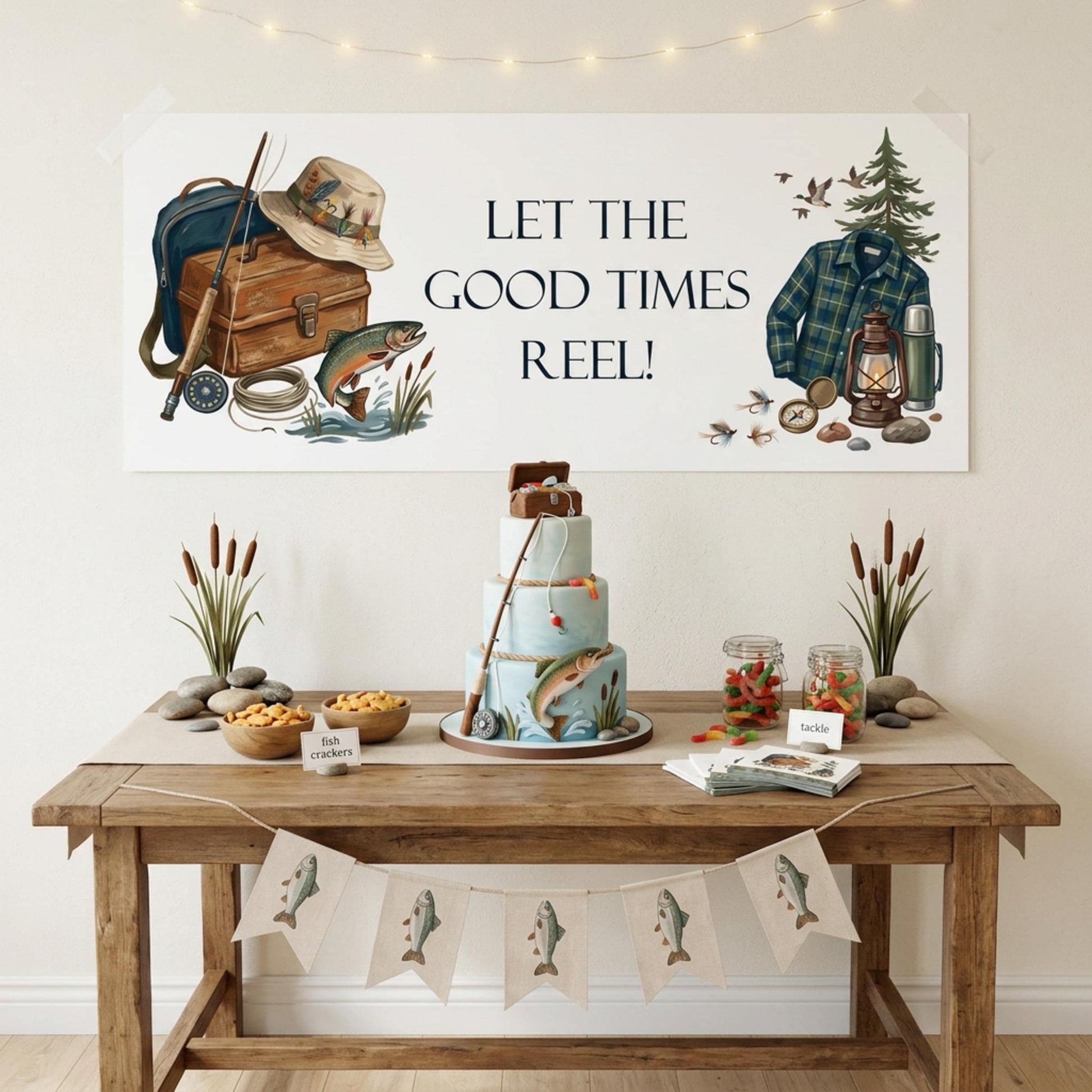 Personalised Fishing Birthday Banner for Him - Party Decor for the Angler & Fisherman
