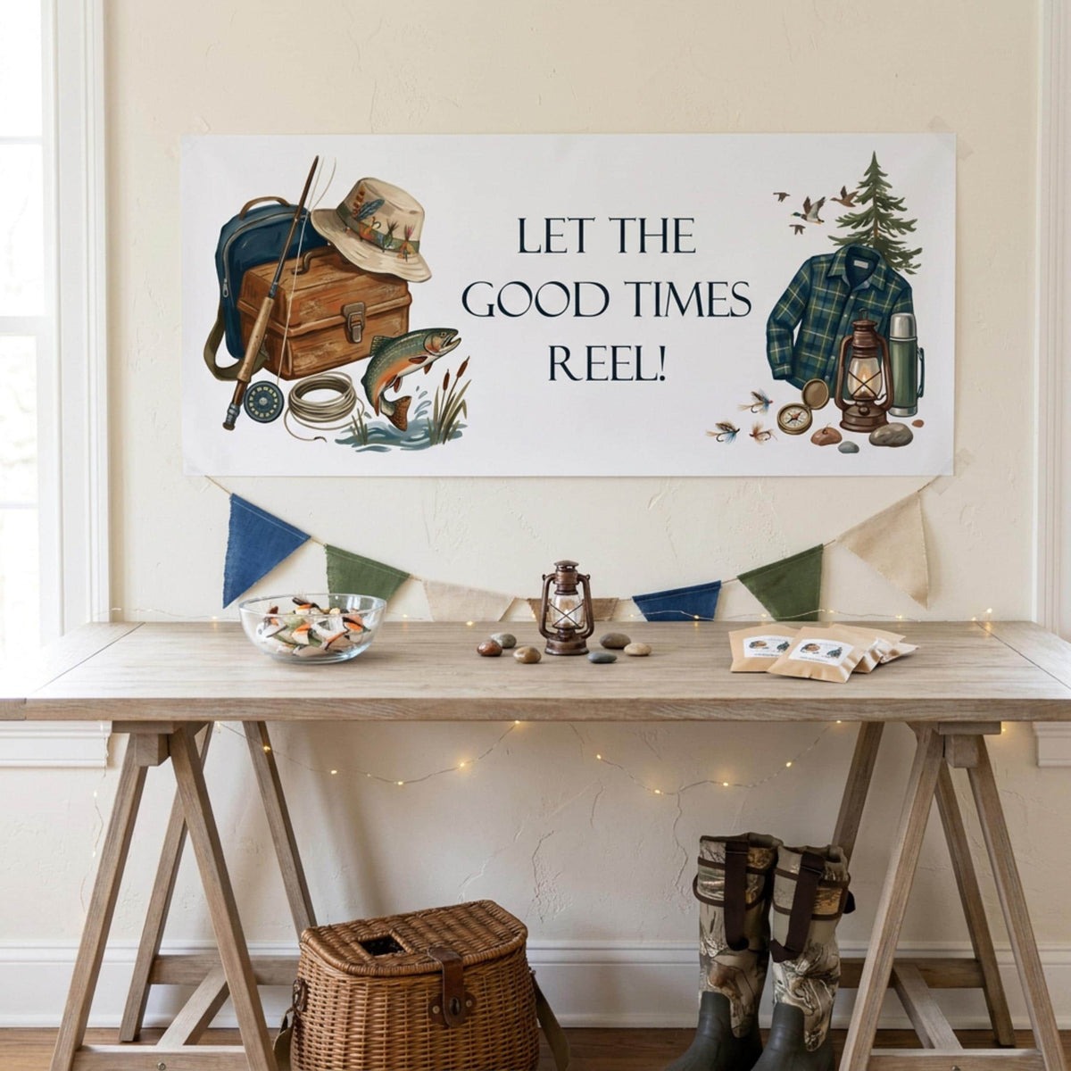 Personalised Fishing Birthday Banner for Him - Party Decor for the Angler & Fisherman