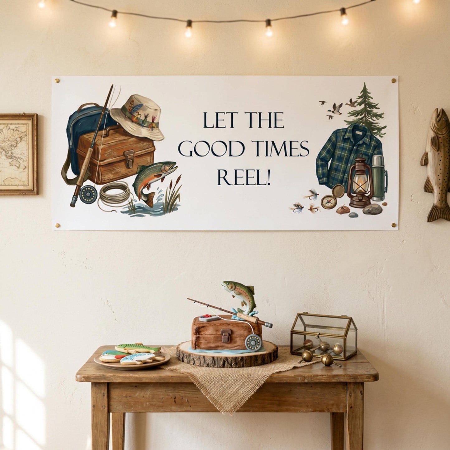 Personalised Fishing Birthday Banner for Him - Party Decor for the Angler & Fisherman
