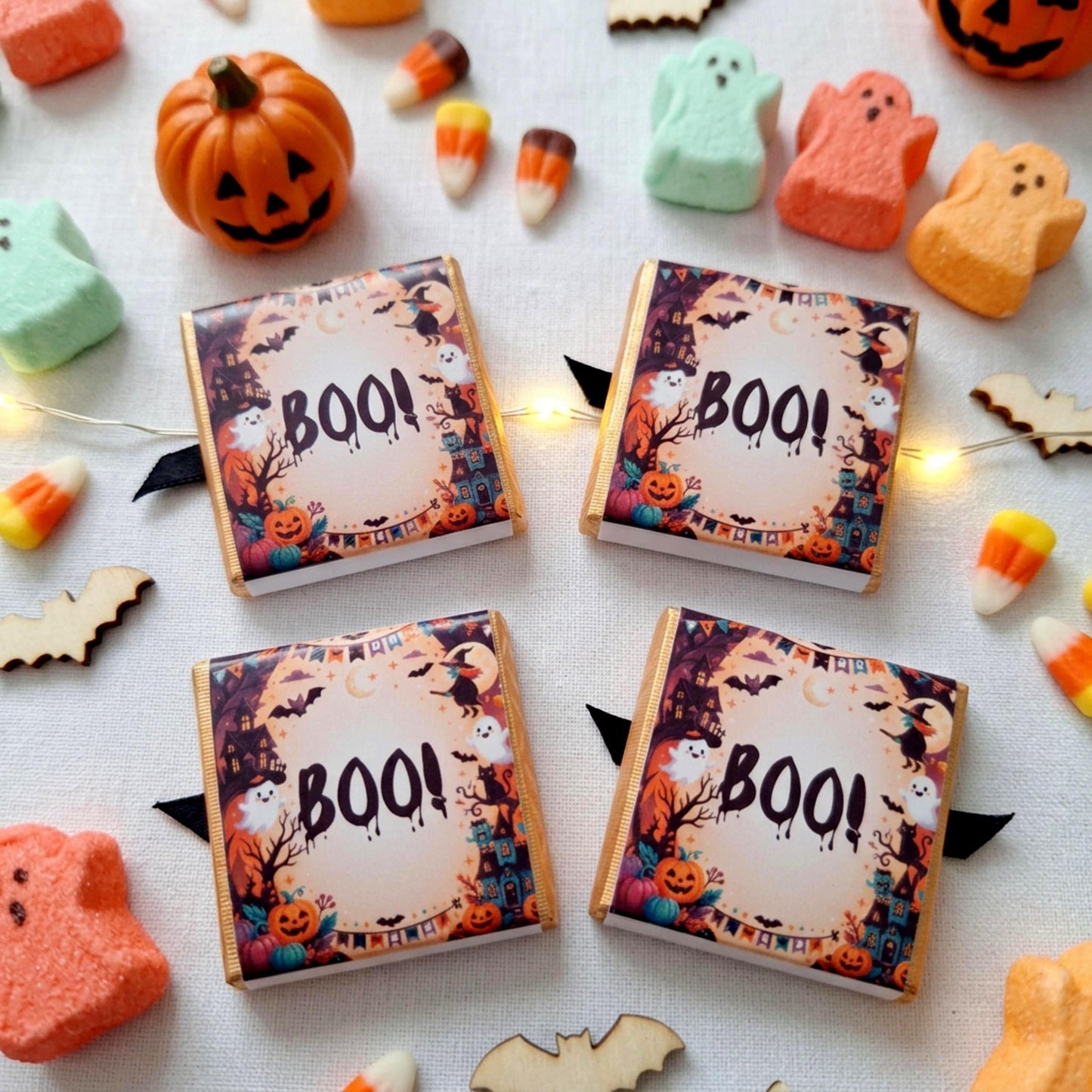 Personalised Halloween Chocolate Favours for Kids - Friendly Ghost Party Bag Fillers - Trick or Treat Sweets