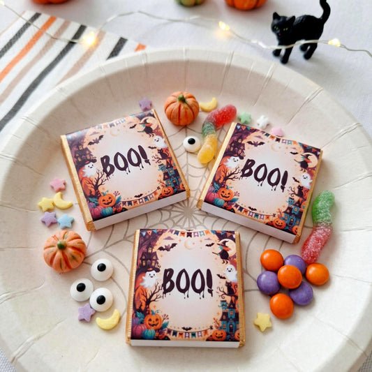 Personalised Halloween Chocolate Favours for Kids - Friendly Ghost Party Bag Fillers - Trick or Treat Sweets