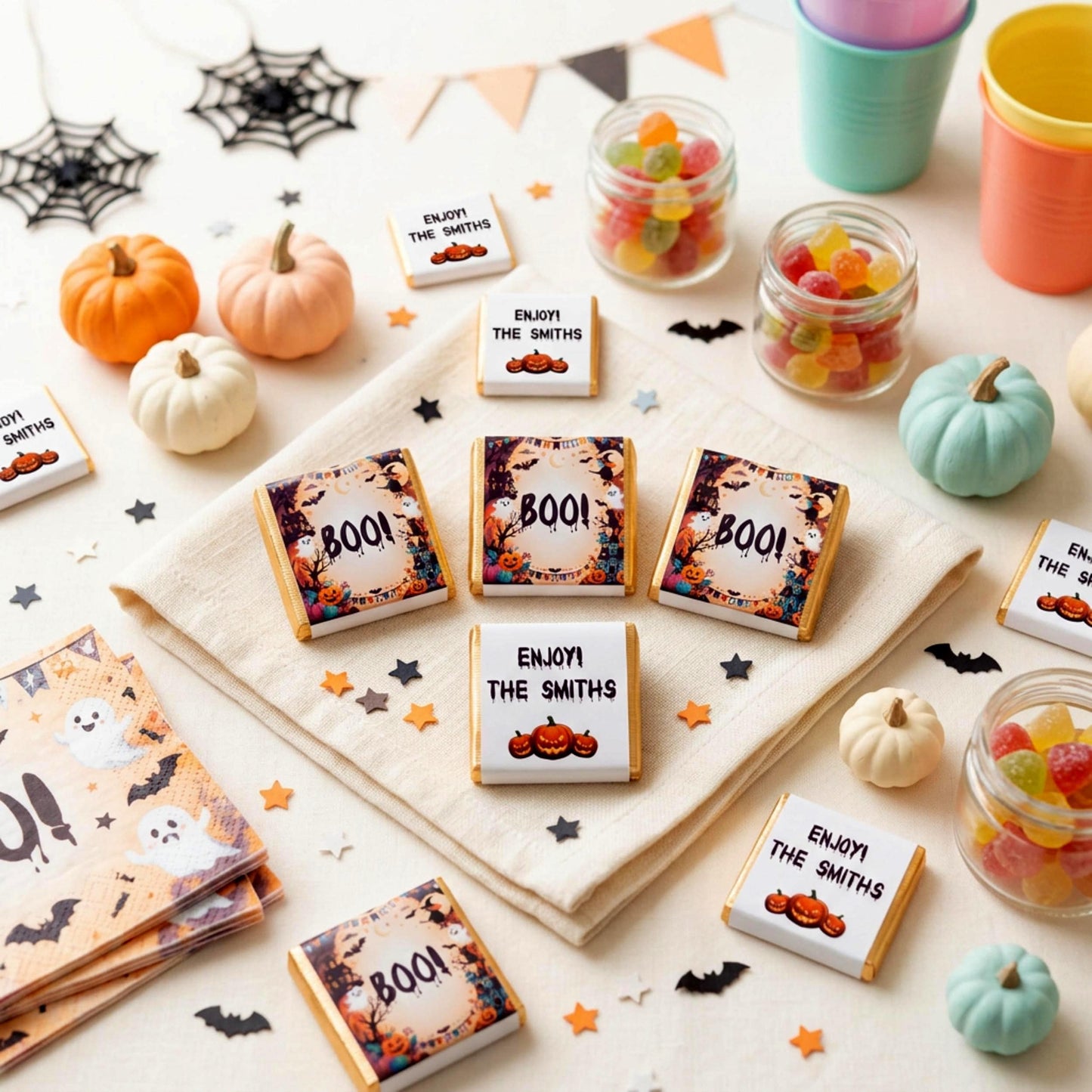 Personalised Halloween Chocolate Favours for Kids - Friendly Ghost Party Bag Fillers - Trick or Treat Sweets