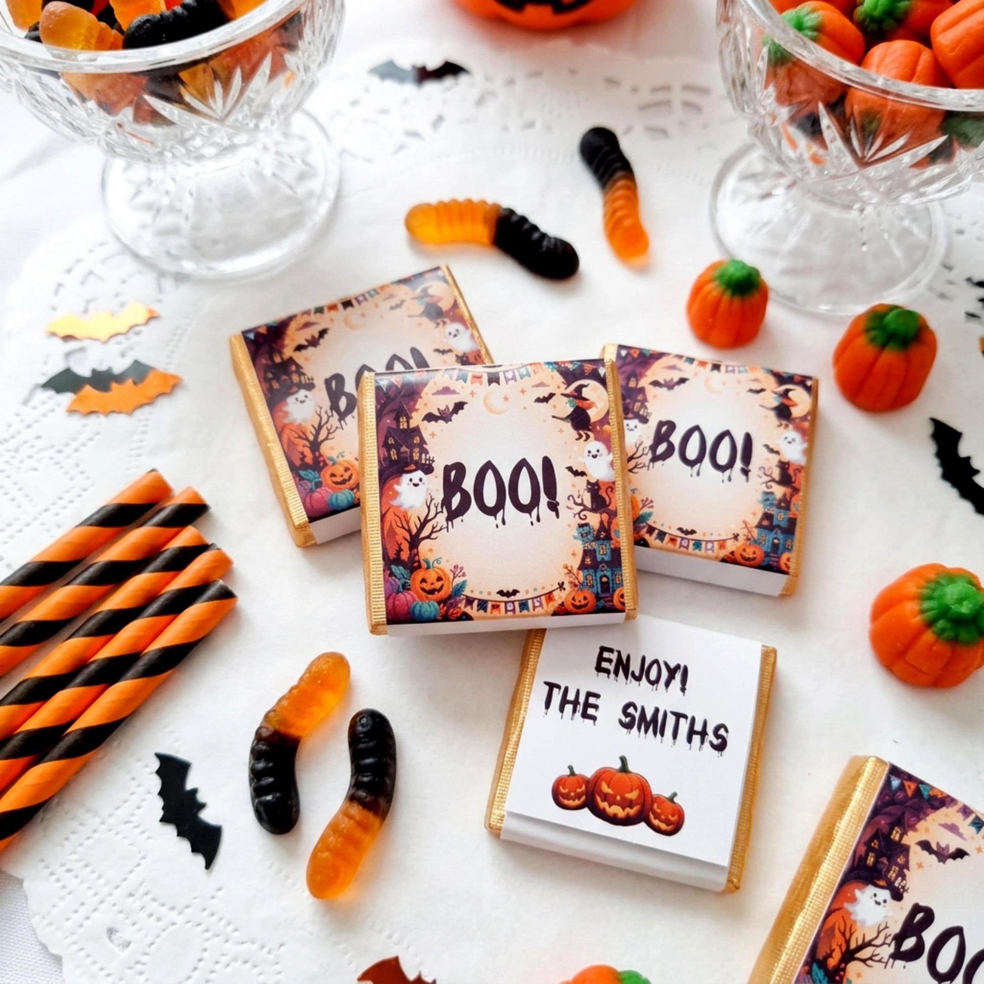 Personalised Halloween Chocolate Favours for Kids - Friendly Ghost Party Bag Fillers - Trick or Treat Sweets
