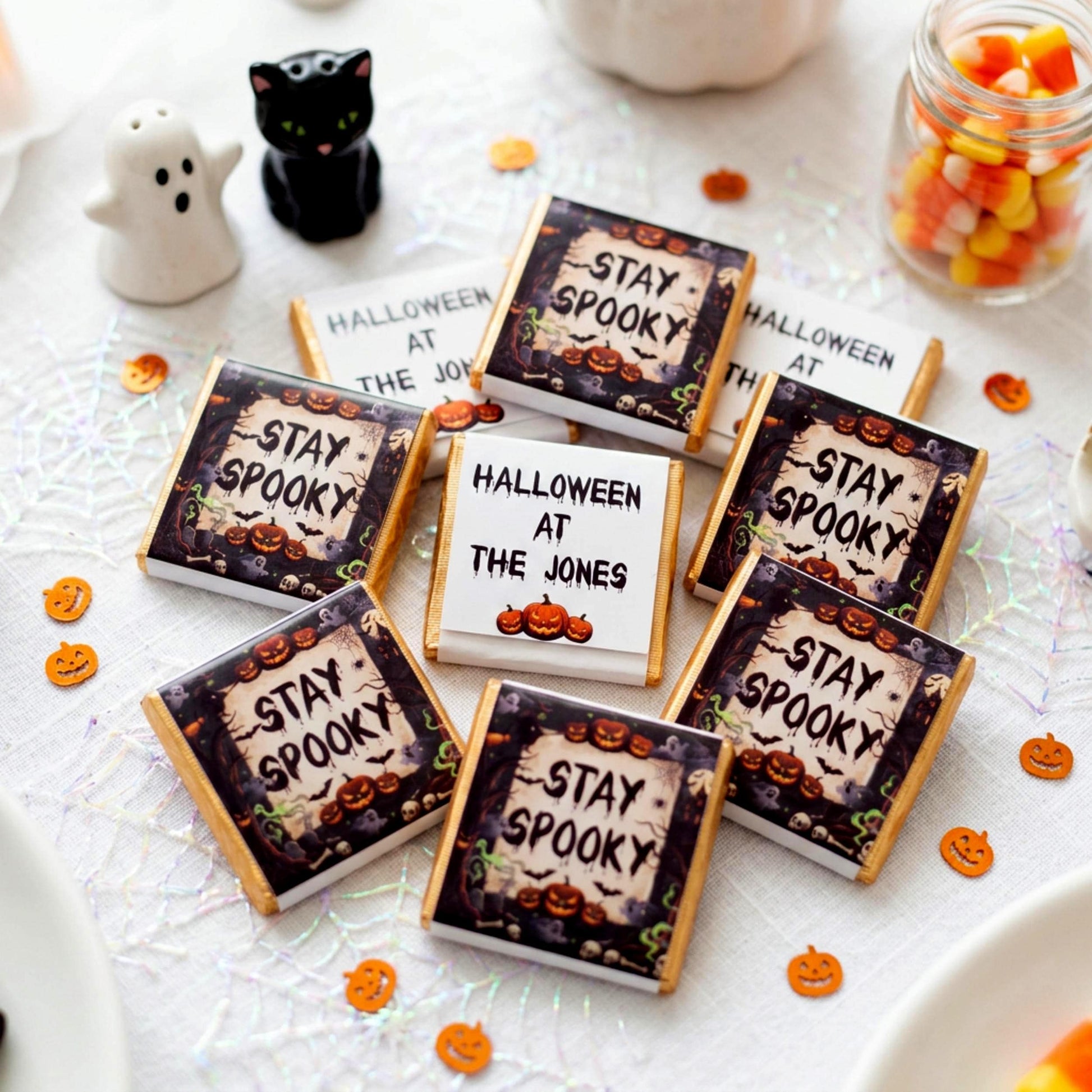 Personalised Stay Spooky Halloween Chocolate Favours - Gothic Party Bag Fillers - Trick or Treat Sweets