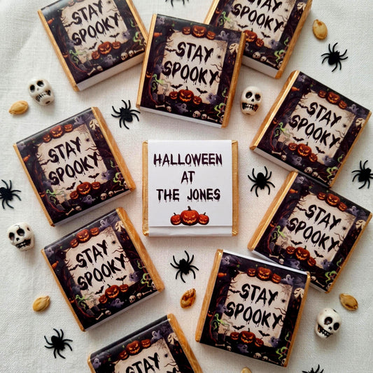 Personalised Stay Spooky Halloween Chocolate Favours - Gothic Party Bag Fillers - Trick or Treat Sweets