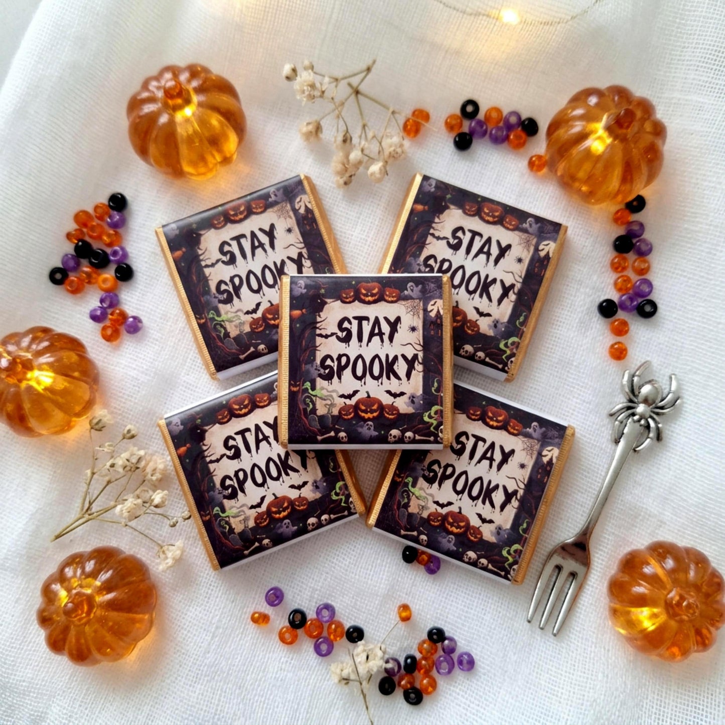 Personalised Stay Spooky Halloween Chocolate Favours - Gothic Party Bag Fillers - Trick or Treat Sweets
