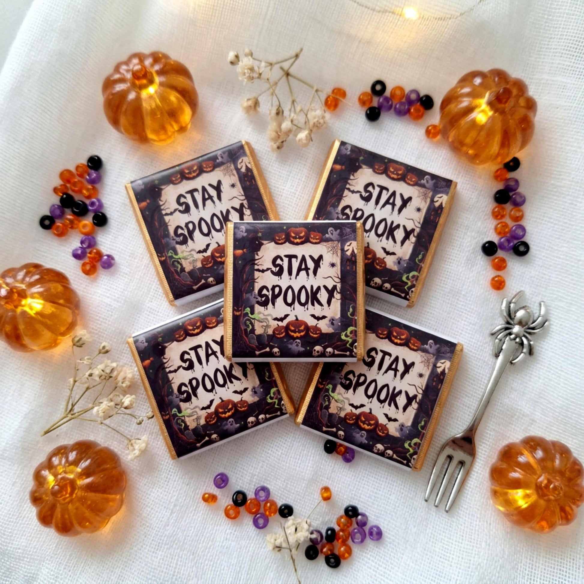 Personalised Stay Spooky Halloween Chocolate Favours - Gothic Party Bag Fillers - Trick or Treat Sweets