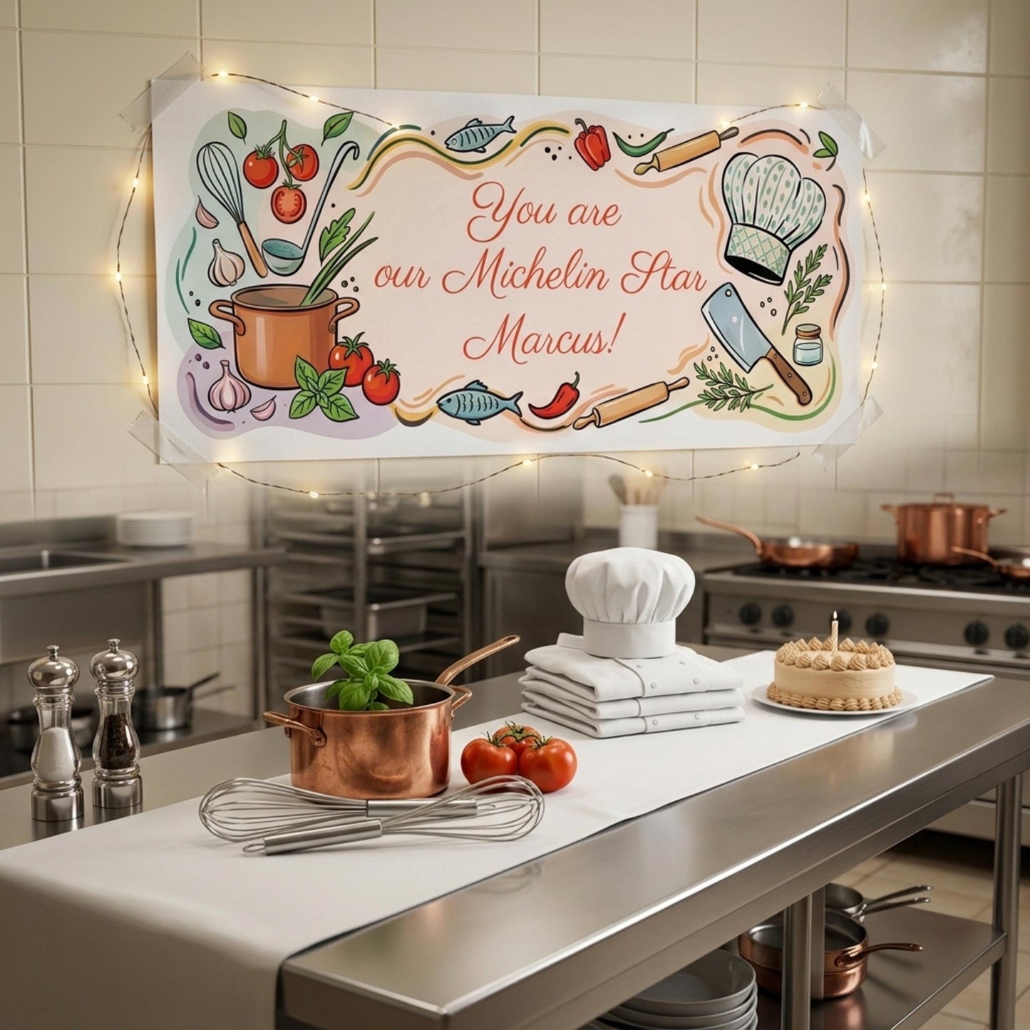 Personalised Chef Birthday Banner - Culinary Graduation Party Decor for Cooking Lovers