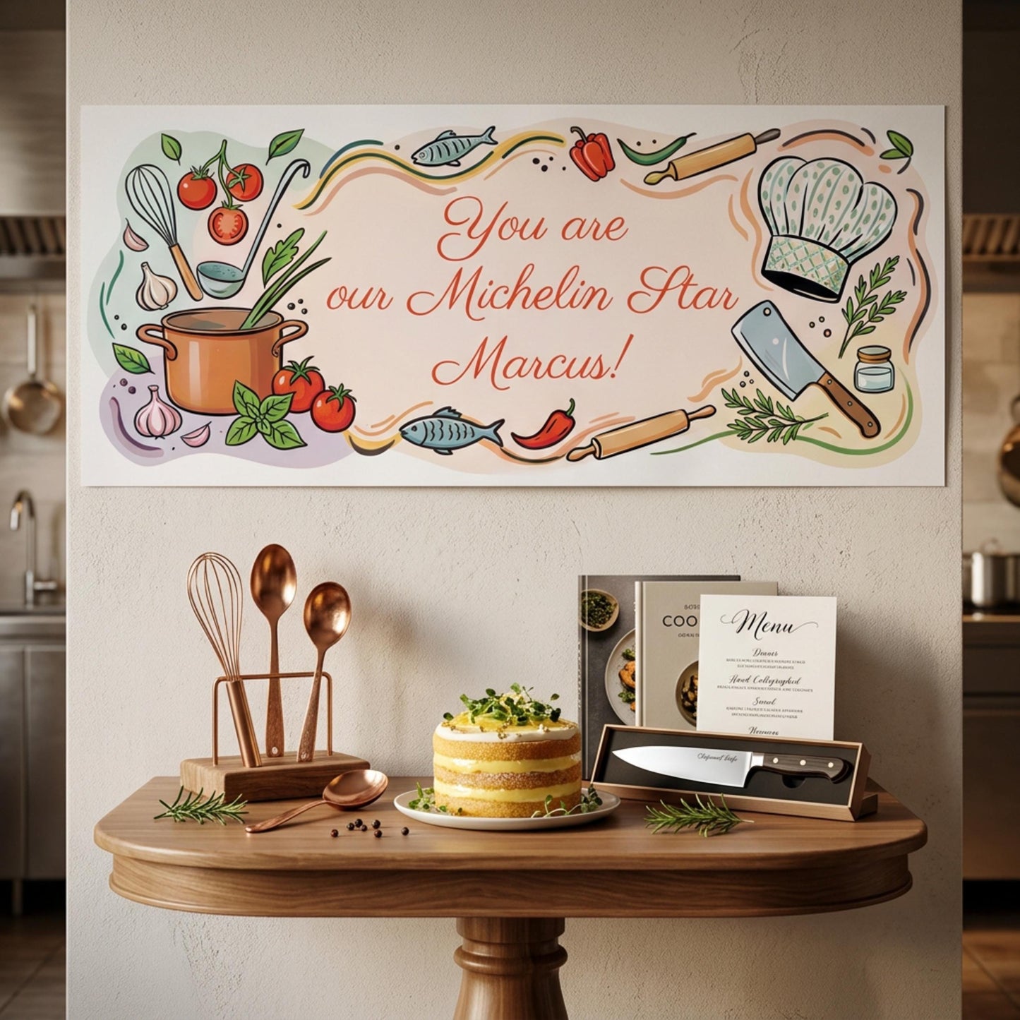 Personalised Chef Birthday Banner - Culinary Graduation Party Decor for Cooking Lovers