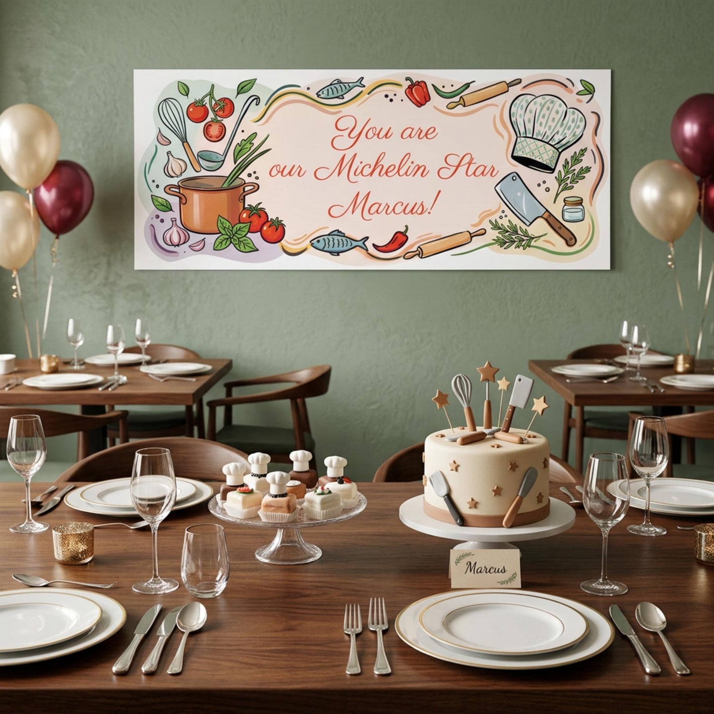 Personalised Chef Birthday Banner - Culinary Graduation Party Decor for Cooking Lovers