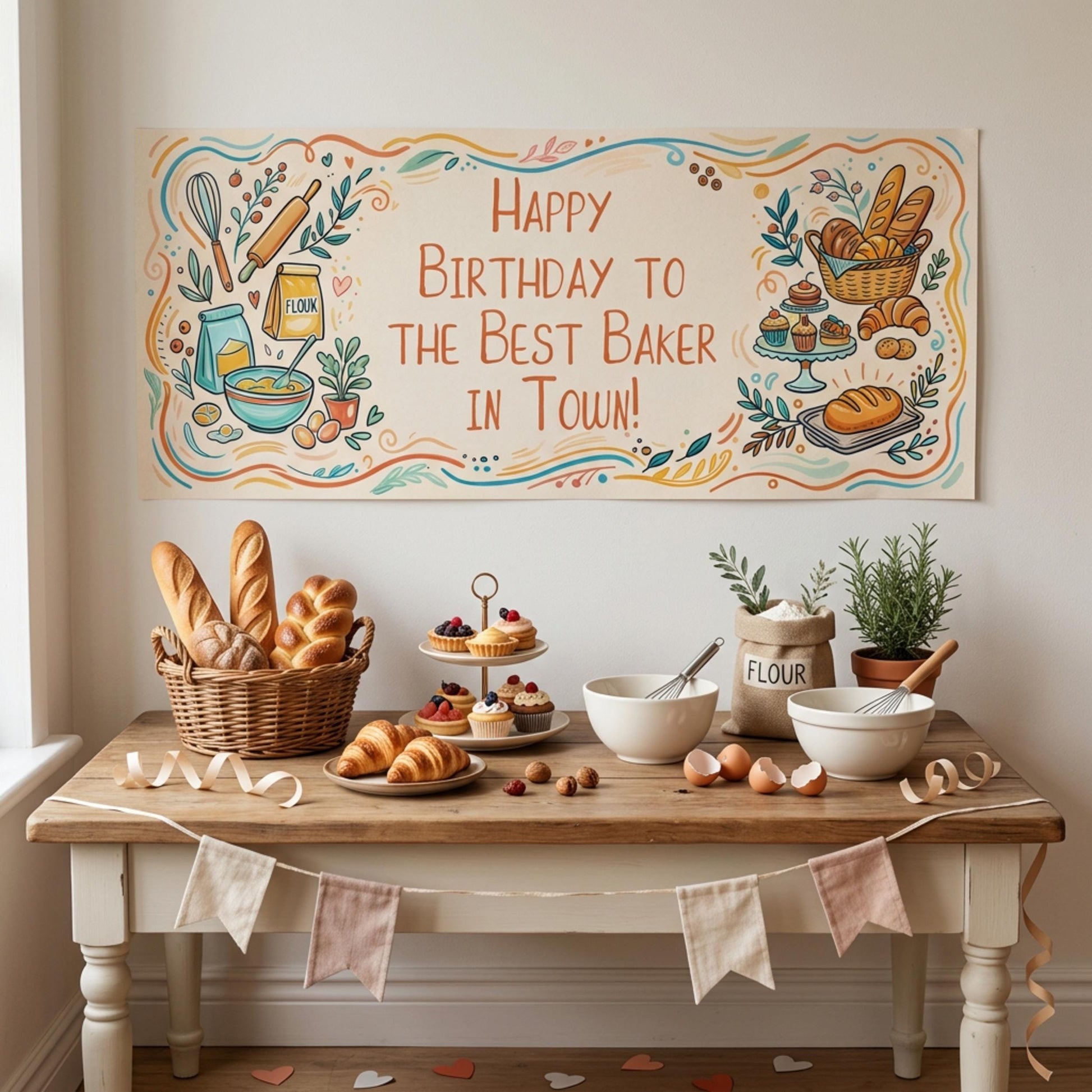 Personalised Baker Birthday Banner - Artisan Baking Party Decor for Cake Makers