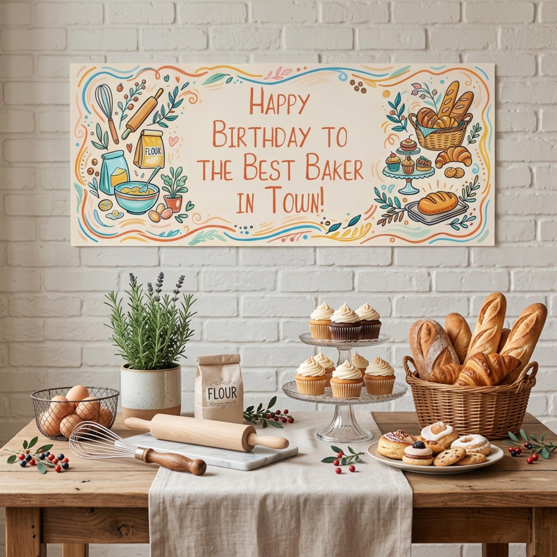 Personalised Baker Birthday Banner - Artisan Baking Party Decor for Cake Makers