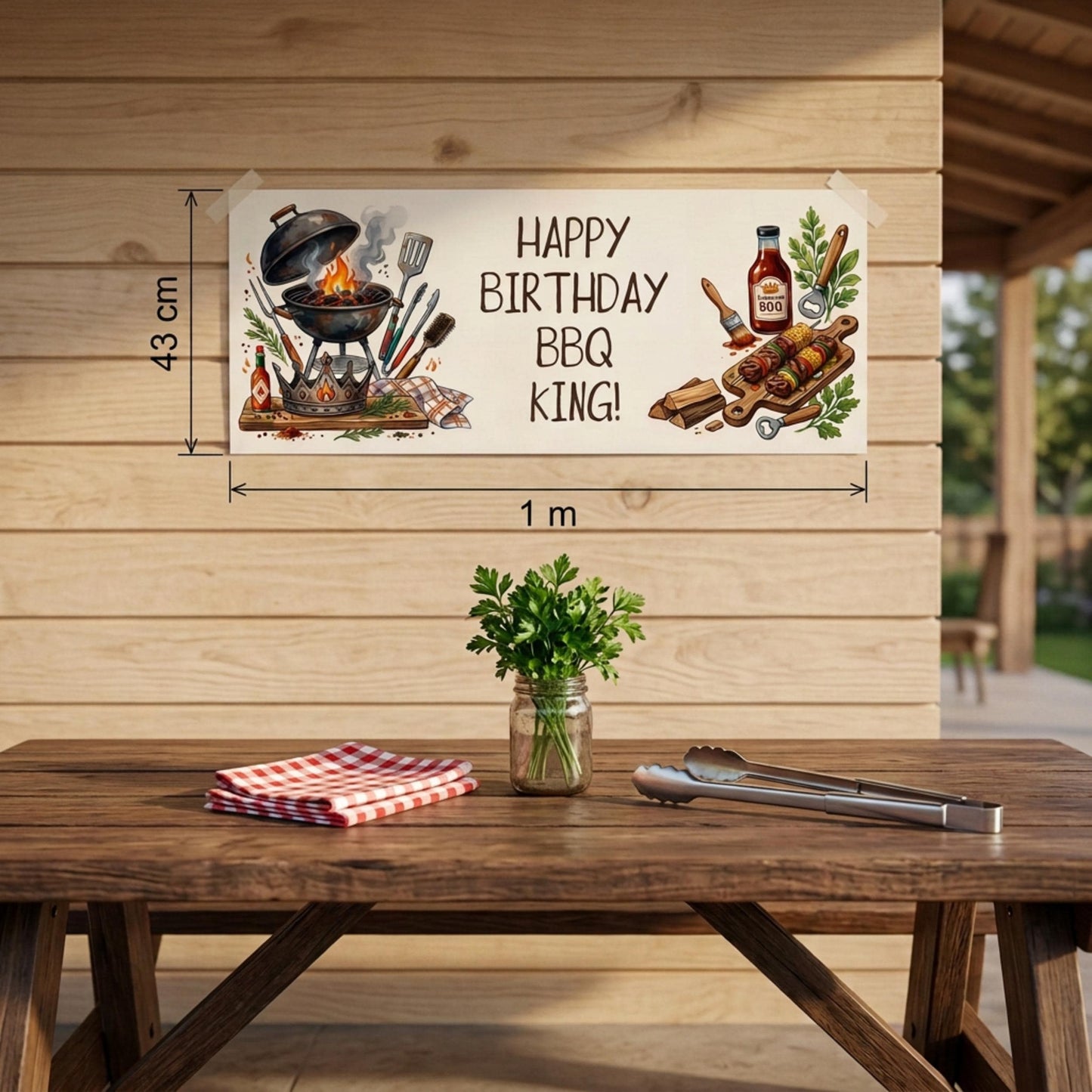 Personalised BBQ King Birthday Banner - Grilling Theme Party Decor for Him