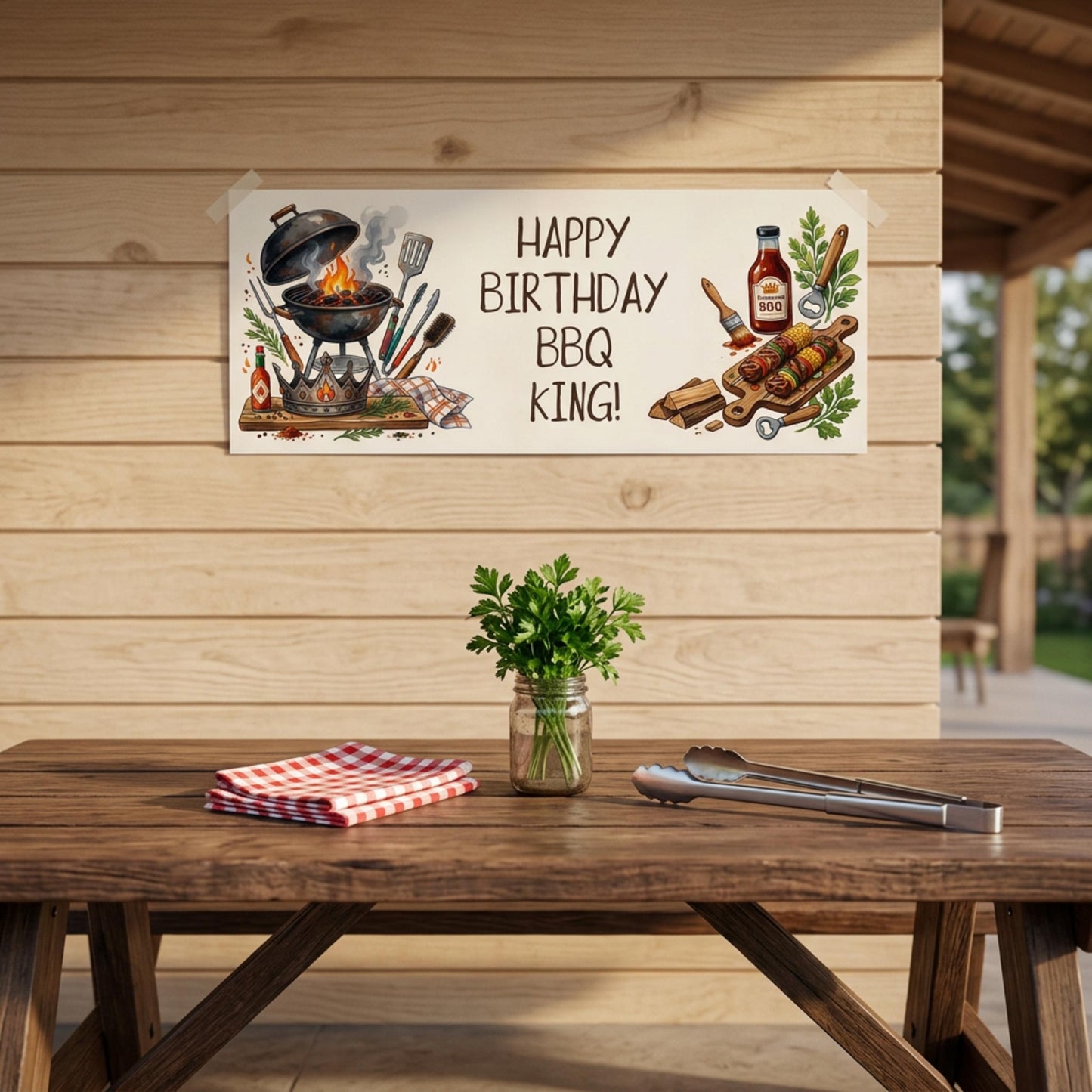 Personalised BBQ King Birthday Banner - Grilling Theme Party Decor for Him