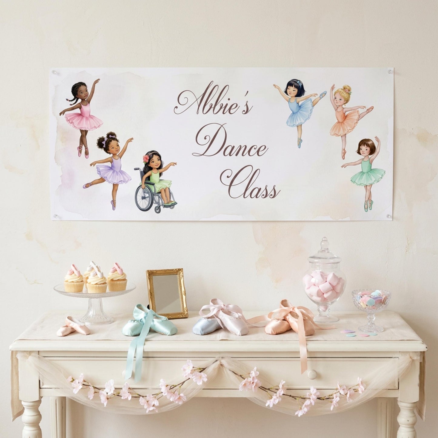Personalised Ballerinas Banner - Birthday, Dance Class, Party Decor