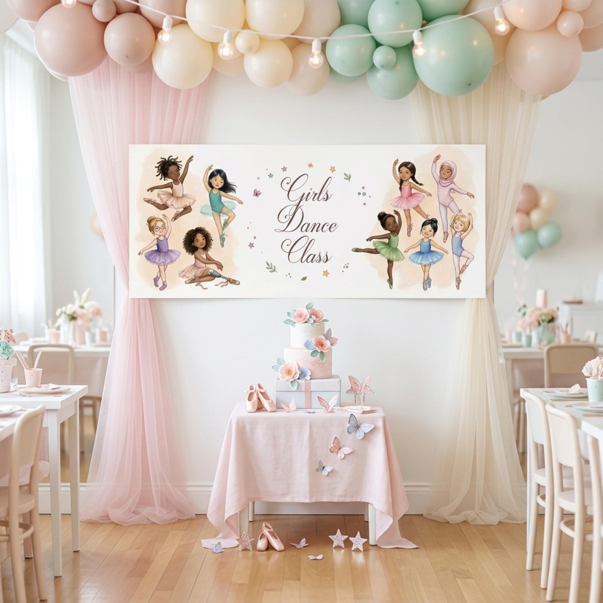 Personalised Ballerinas Banner - Birthday, Dance Class, Party Decor