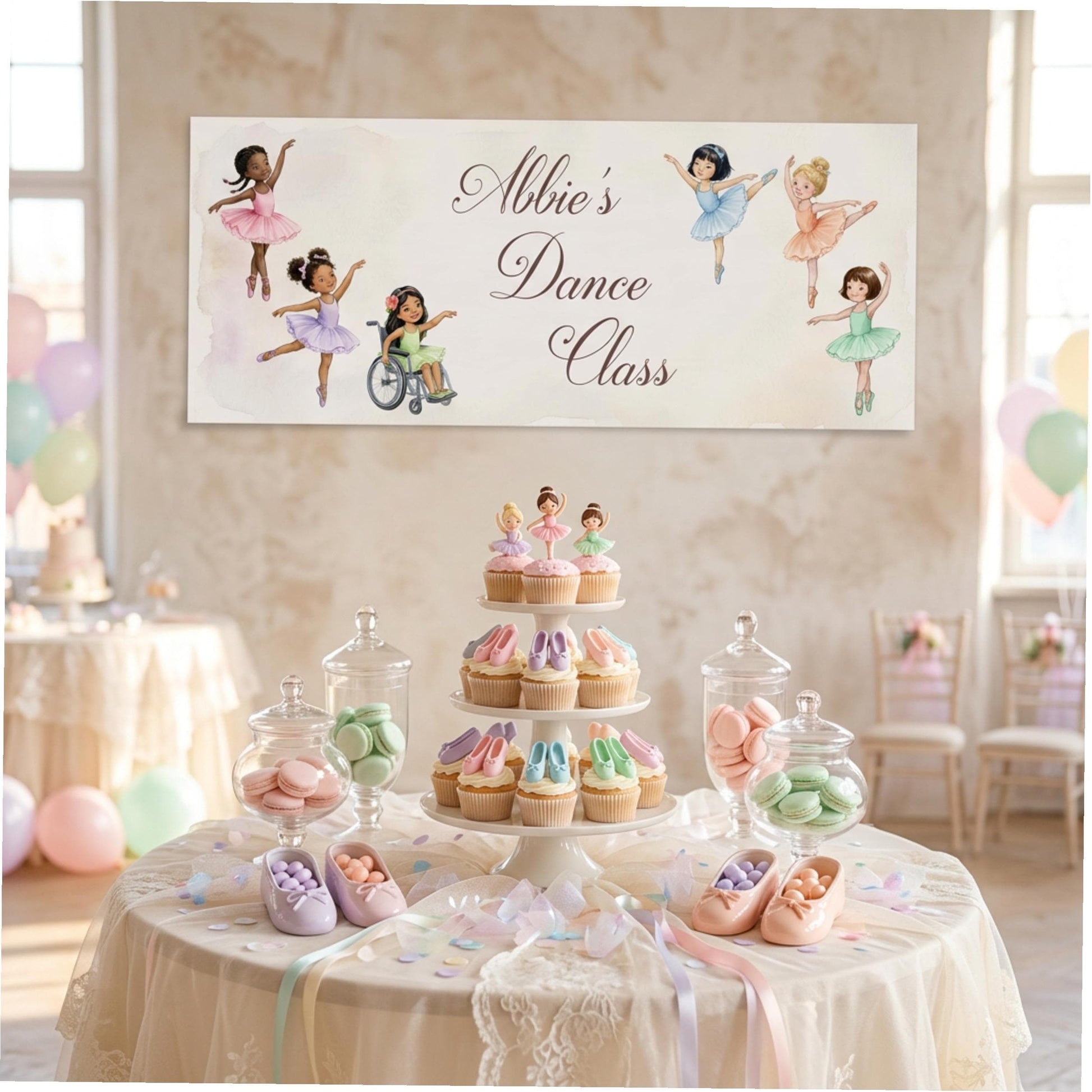 Personalised Ballerinas Banner - Birthday, Dance Class, Party Decor