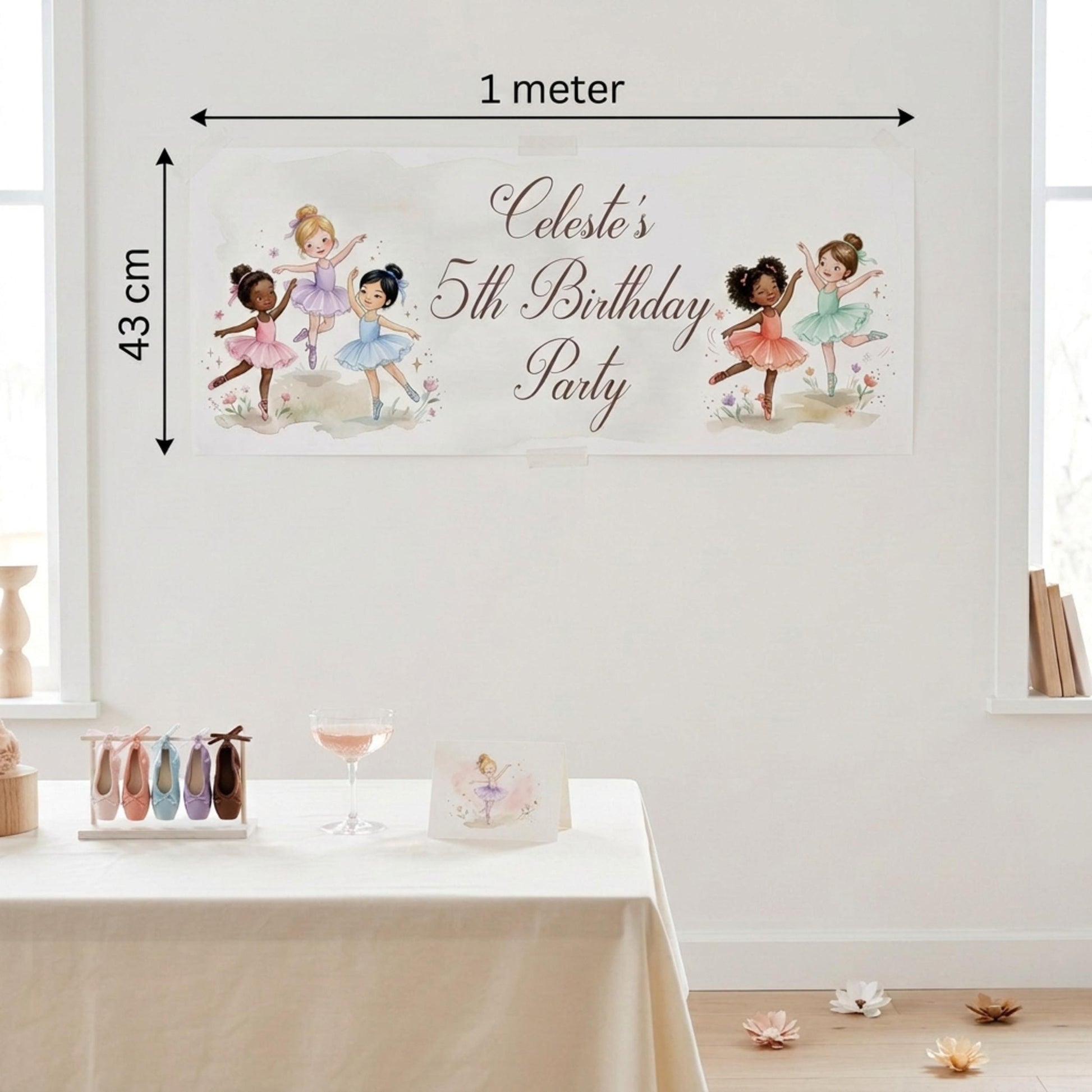 Personalised Ballerinas Birthday Banner - Little Dancers Party Decor