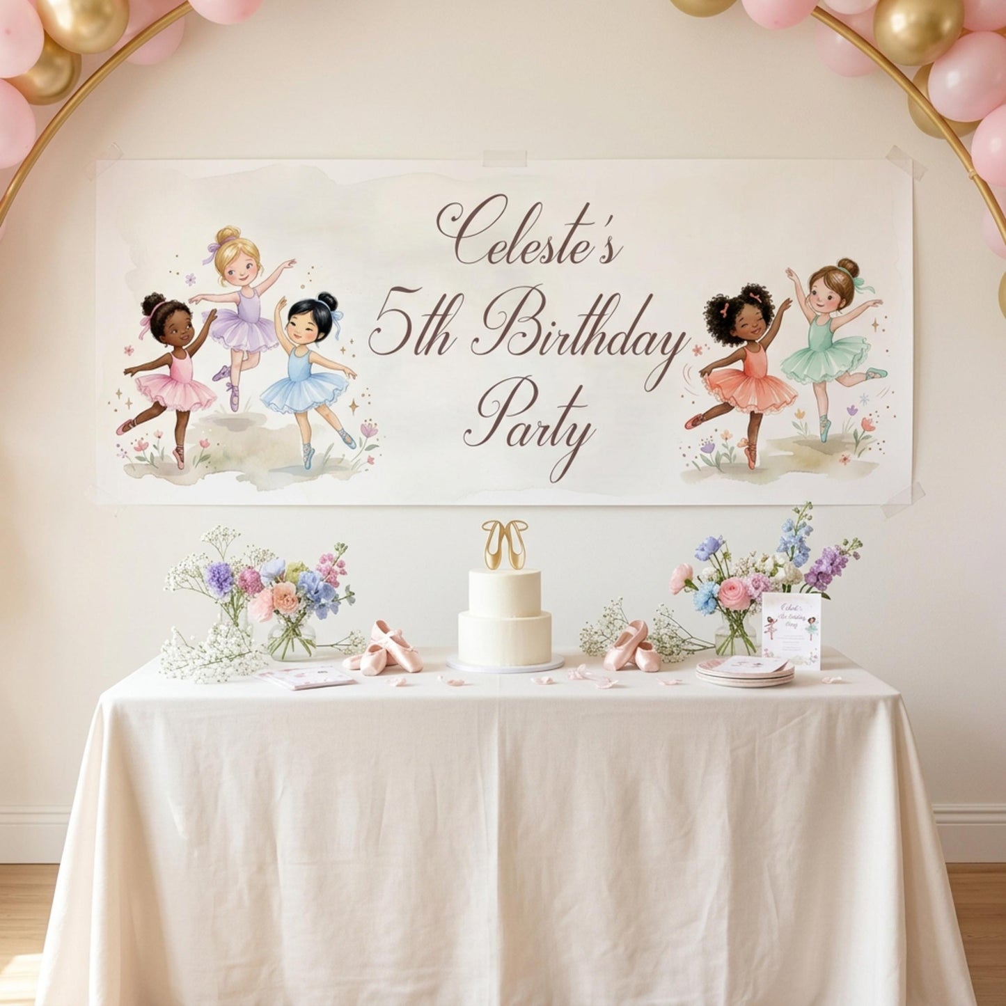 Personalised Ballerinas Birthday Banner - Little Dancers Party Decor