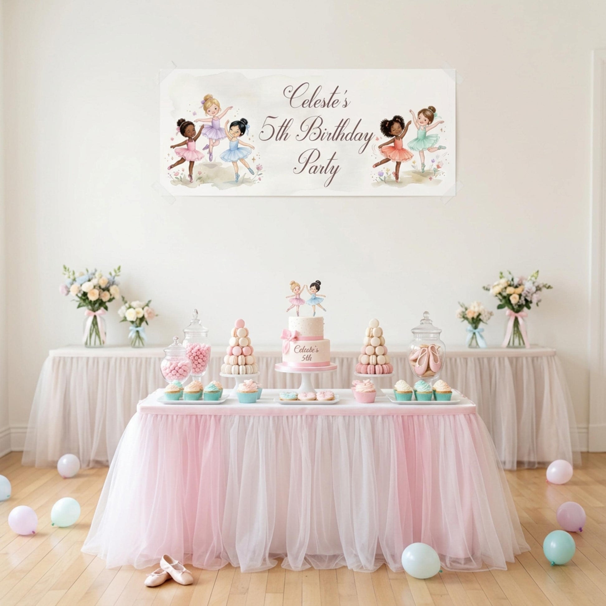 Personalised Ballerinas Birthday Banner - Little Dancers Party Decor