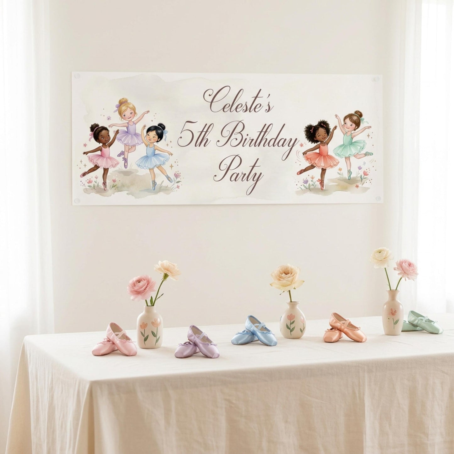 Personalised Ballerinas Birthday Banner - Little Dancers Party Decor