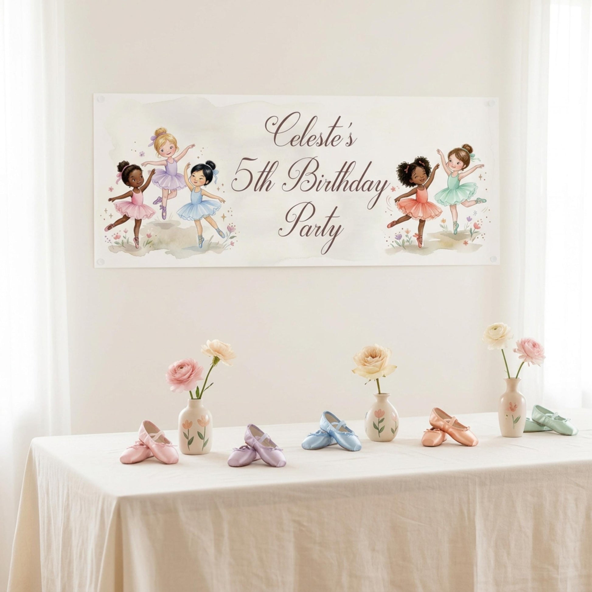 Personalised Ballerinas Birthday Banner - Little Dancers Party Decor