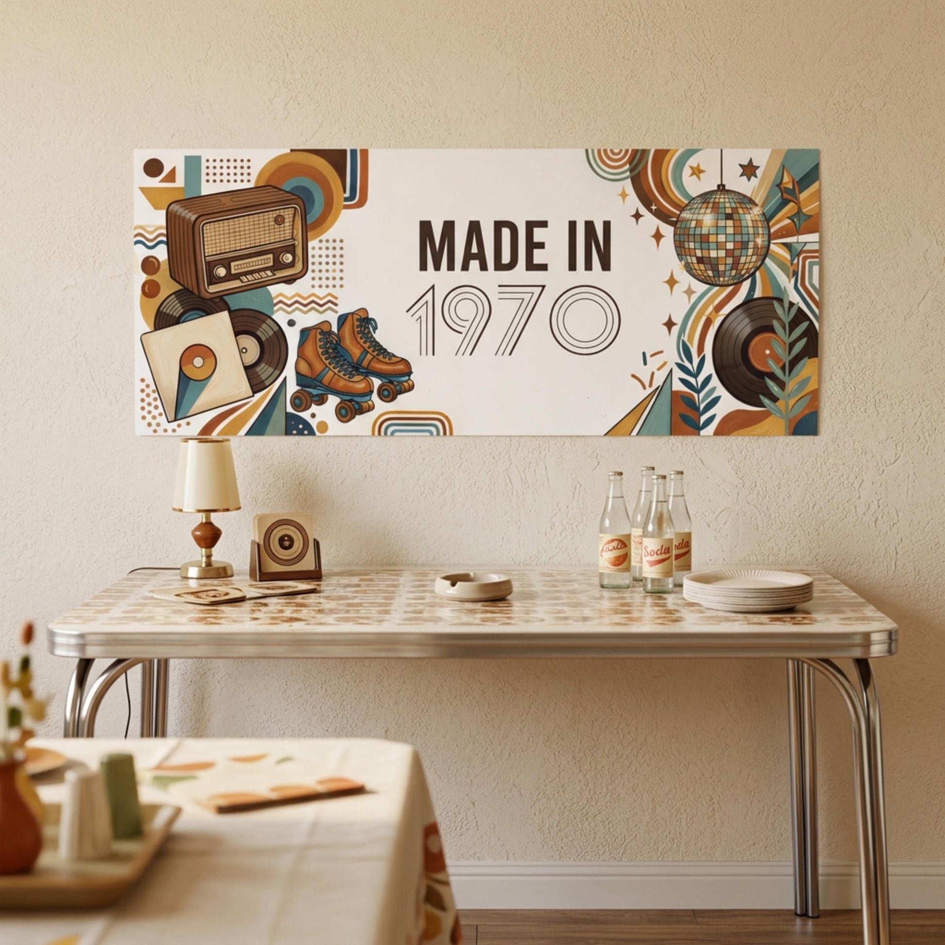 Personalised 1970s Birthday Banner - Vintage Retro Made in 1970 Party Decor