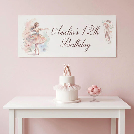 Personalised Young Ballerina Birthday Banner - Ballet Party Decor for Girls