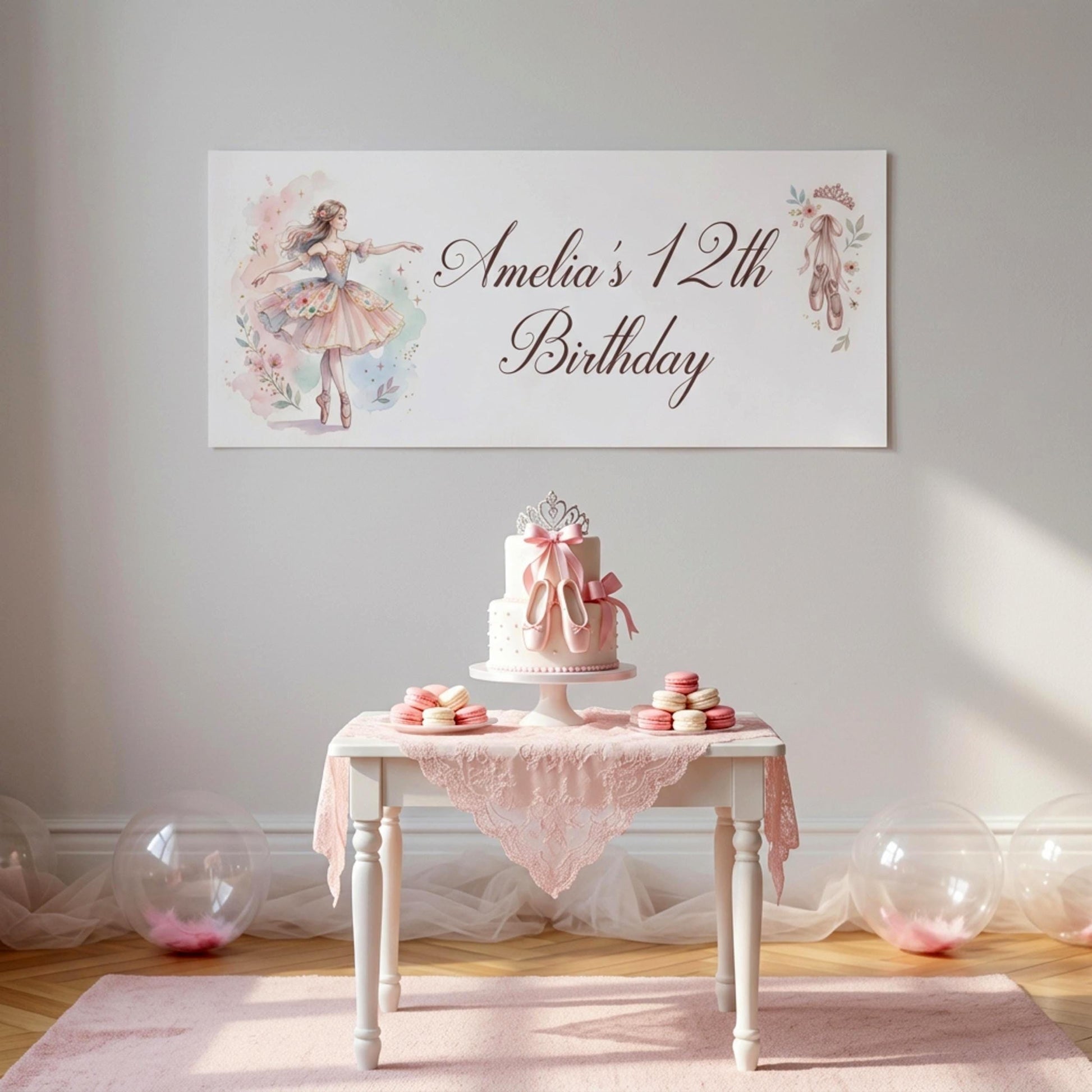 Personalised Young Ballerina Birthday Banner - Ballet Party Decor for Girls