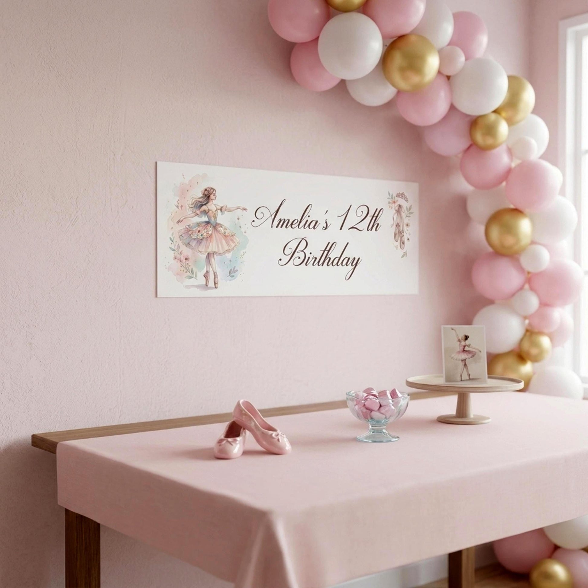Personalised Young Ballerina Birthday Banner - Ballet Party Decor for Girls