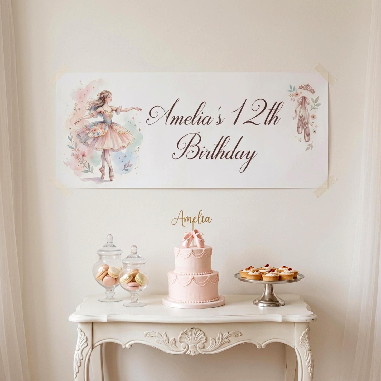 Personalised Young Ballerina Birthday Banner - Ballet Party Decor for Girls