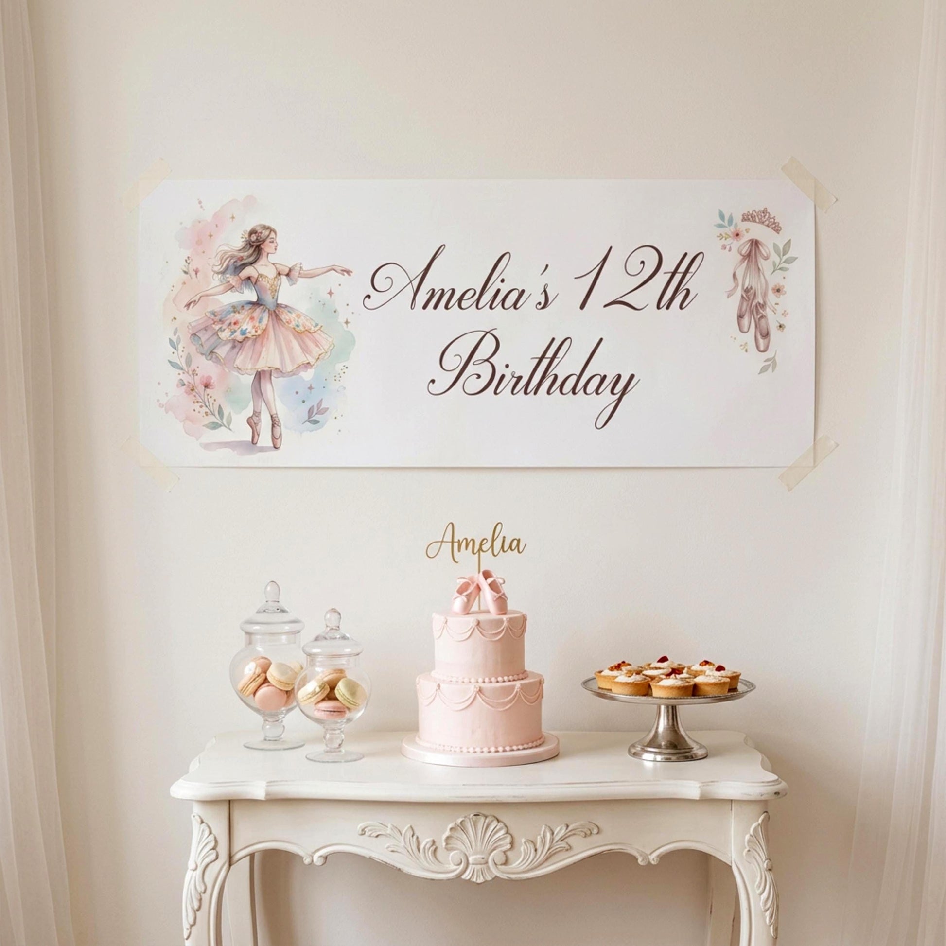 Personalised Young Ballerina Birthday Banner - Ballet Party Decor for Girls
