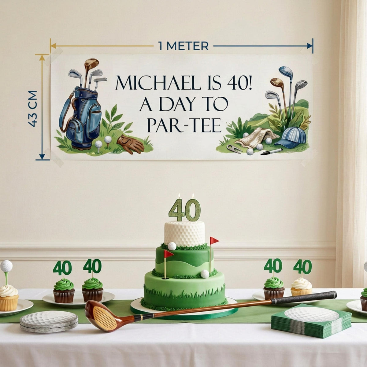 Personalised Golfer Birthday Banner - Funny Par-Tee Men's Party Decor