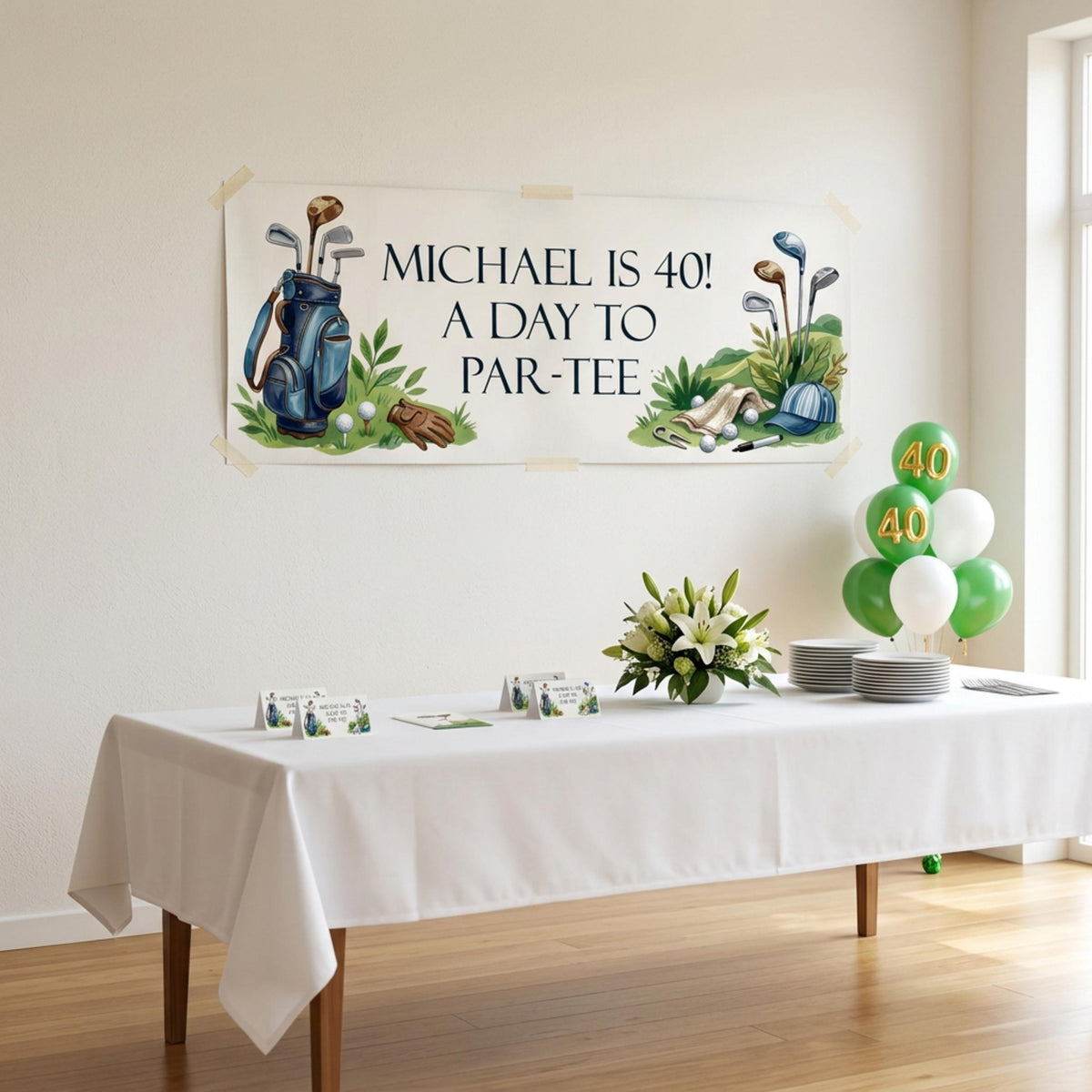 Personalised Golfer Birthday Banner - Funny Par-Tee Men's Party Decor