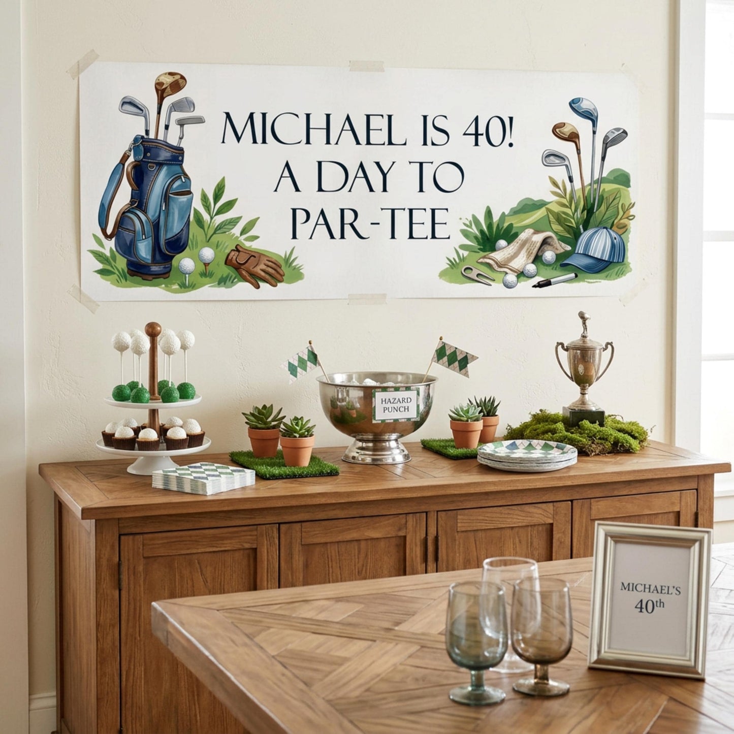 Personalised Golfer Birthday Banner - Funny Par-Tee Men's Party Decor