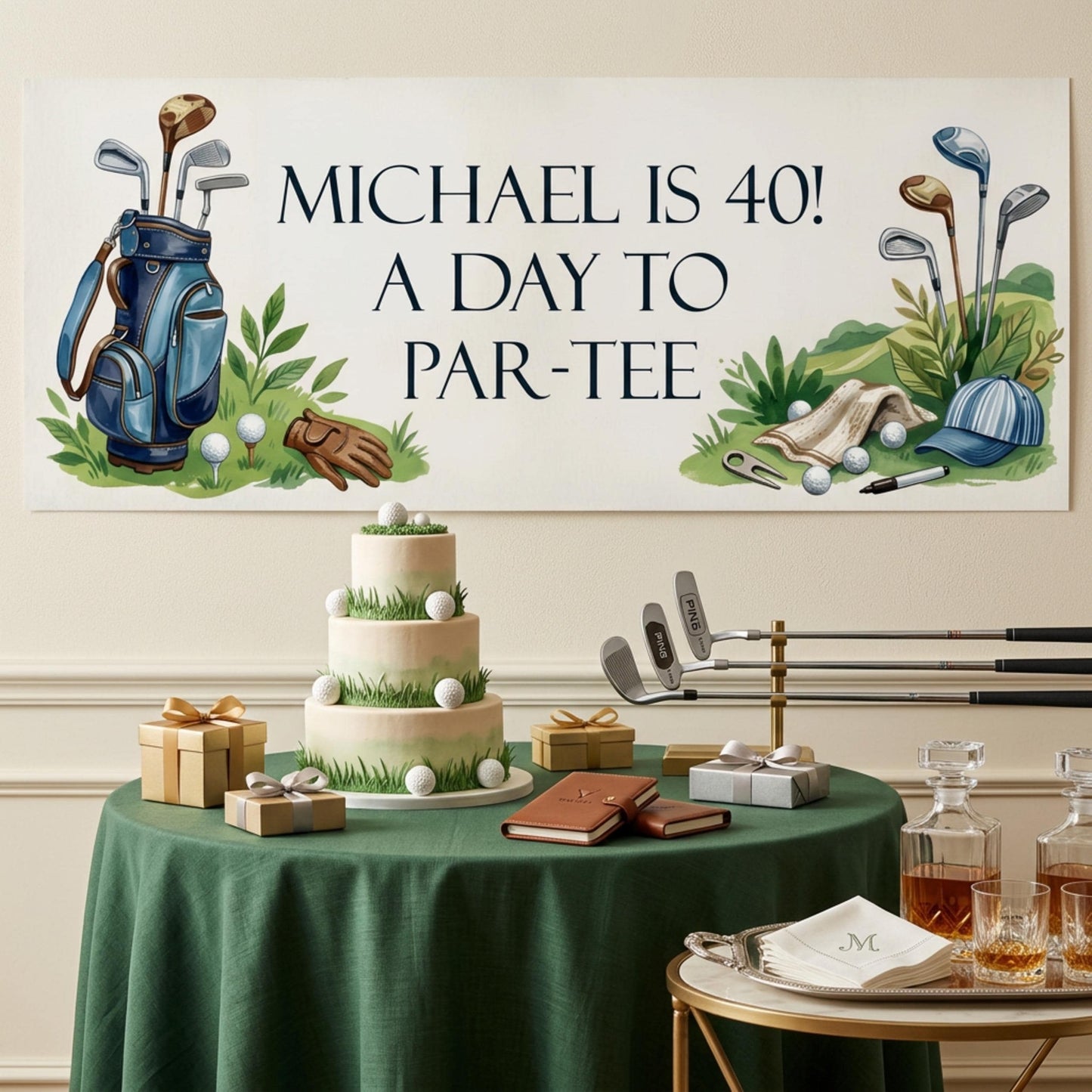 Personalised Golfer Birthday Banner - Funny Par-Tee Men's Party Decor