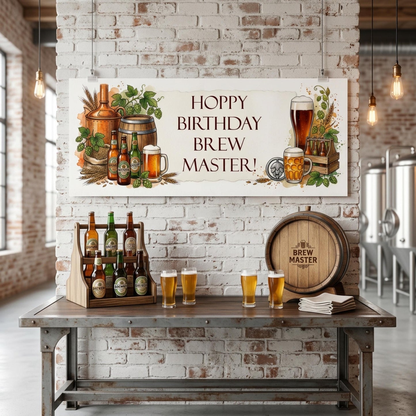 Personalised Home Brewer Birthday Banner - Craft Beer Party Decor