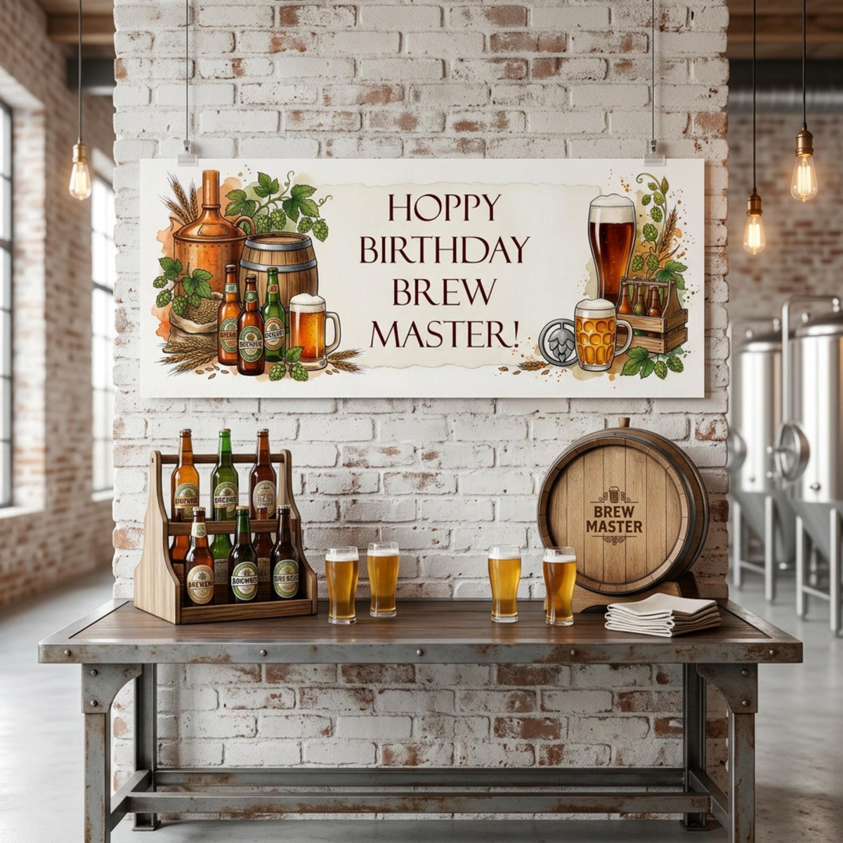 Personalised Home Brewer Birthday Banner - Craft Beer Party Decor