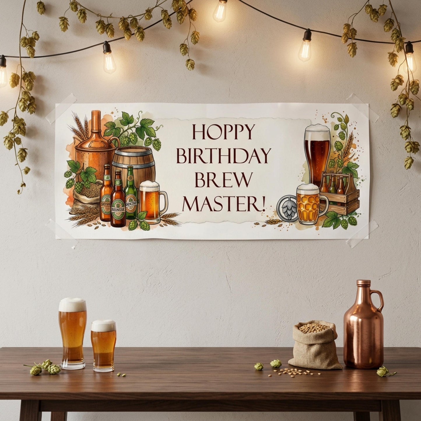 Personalised Home Brewer Birthday Banner - Craft Beer Party Decor