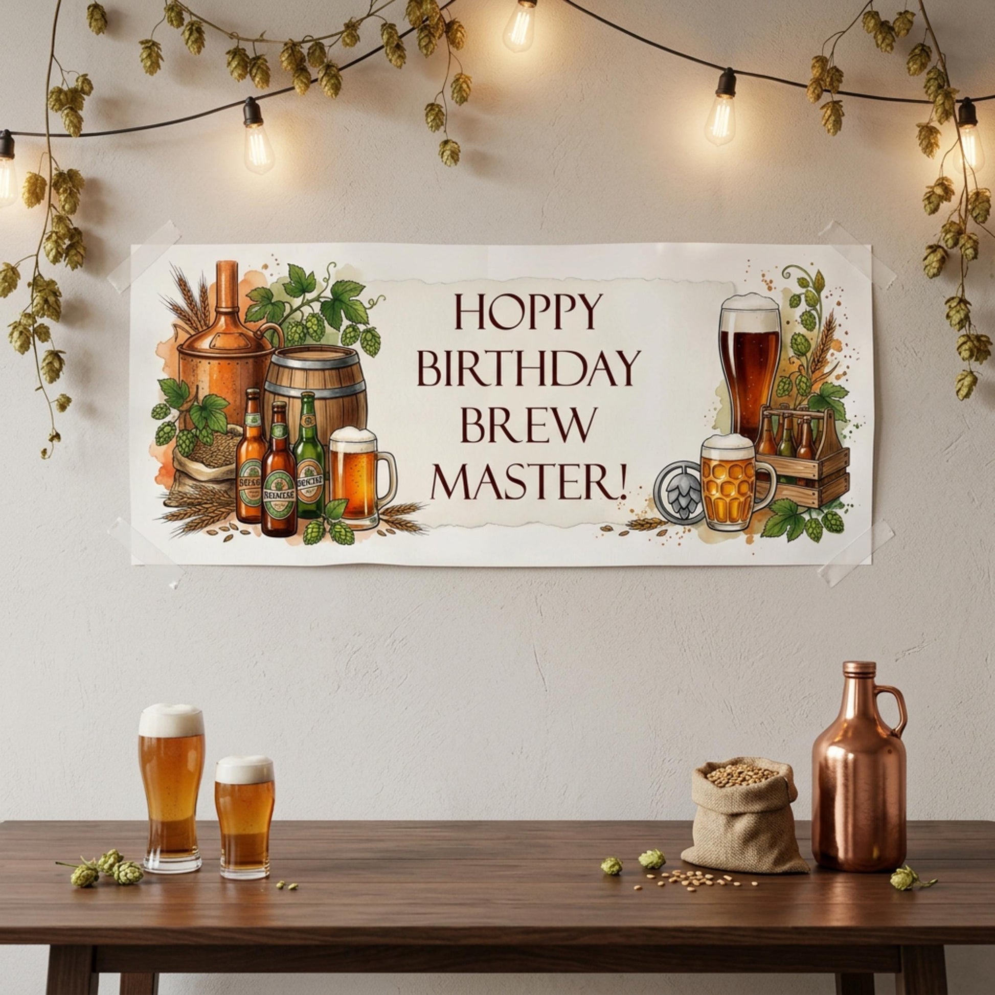 Personalised Home Brewer Birthday Banner - Craft Beer Party Decor