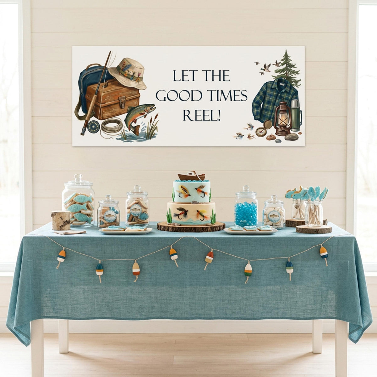 Personalised Fishing Birthday Banner for Him - Party Decor for the Angler & Fisherman