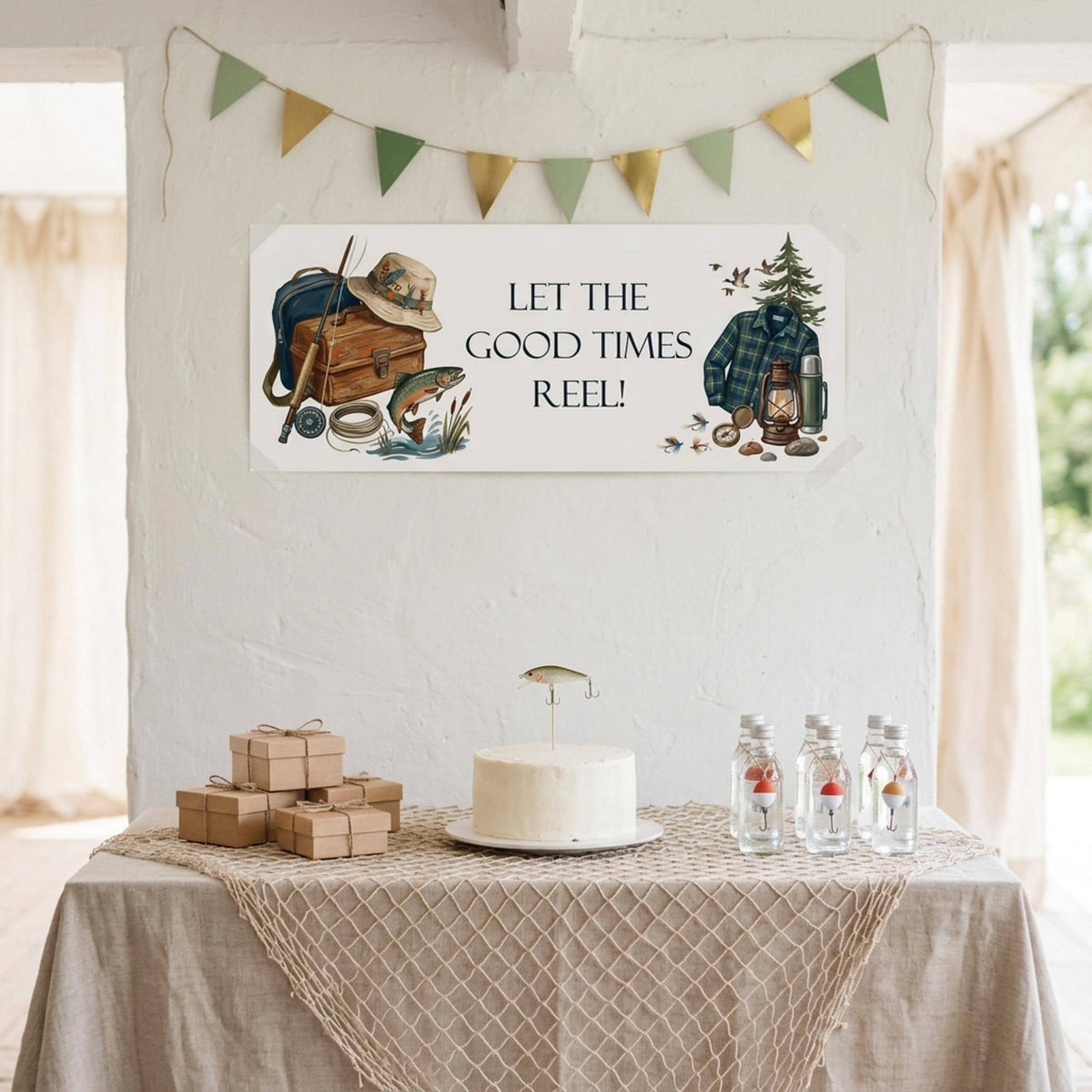 Personalised Fishing Birthday Banner for Him - Party Decor for the Angler & Fisherman