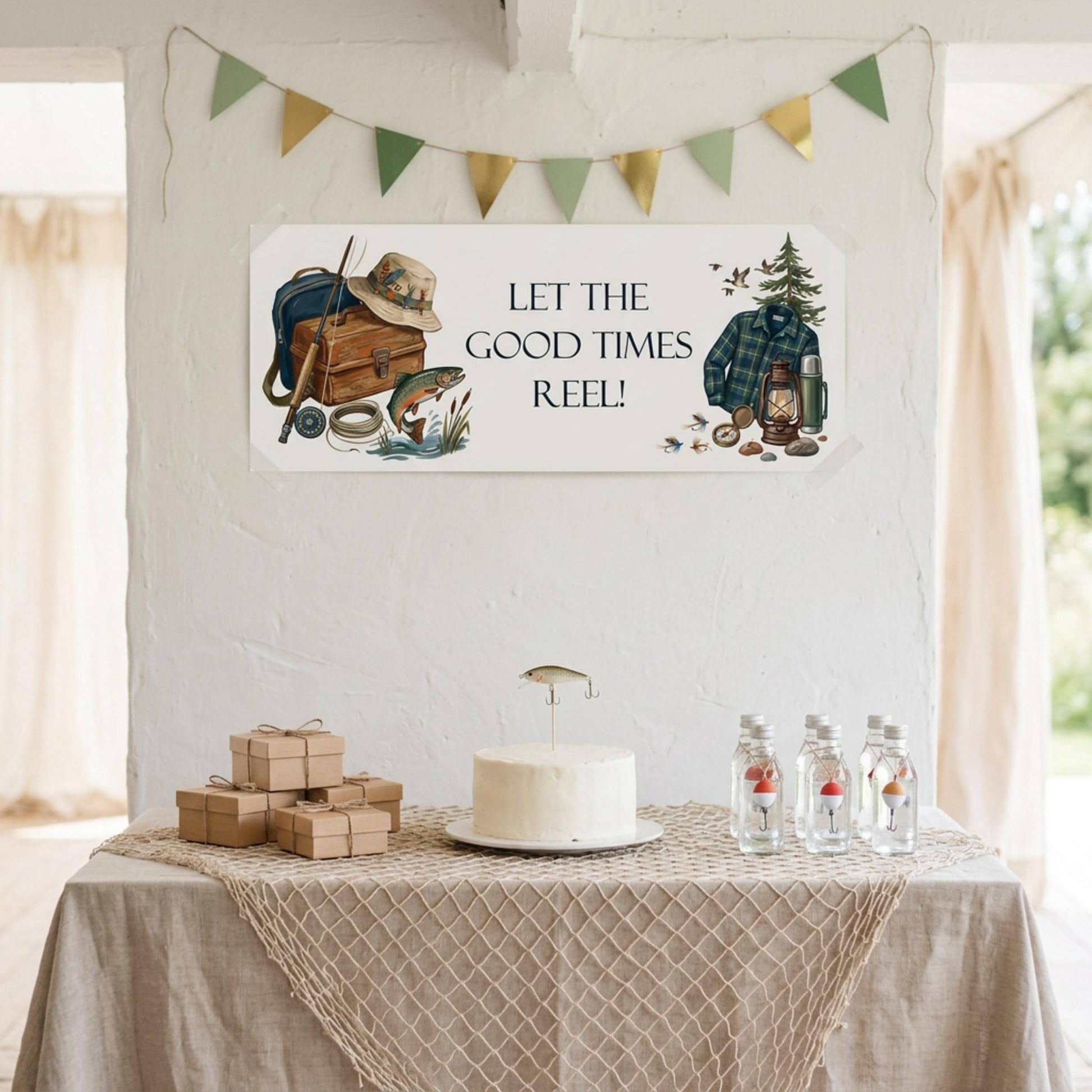 Personalised Fishing Birthday Banner for Him - Party Decor for the Angler & Fisherman