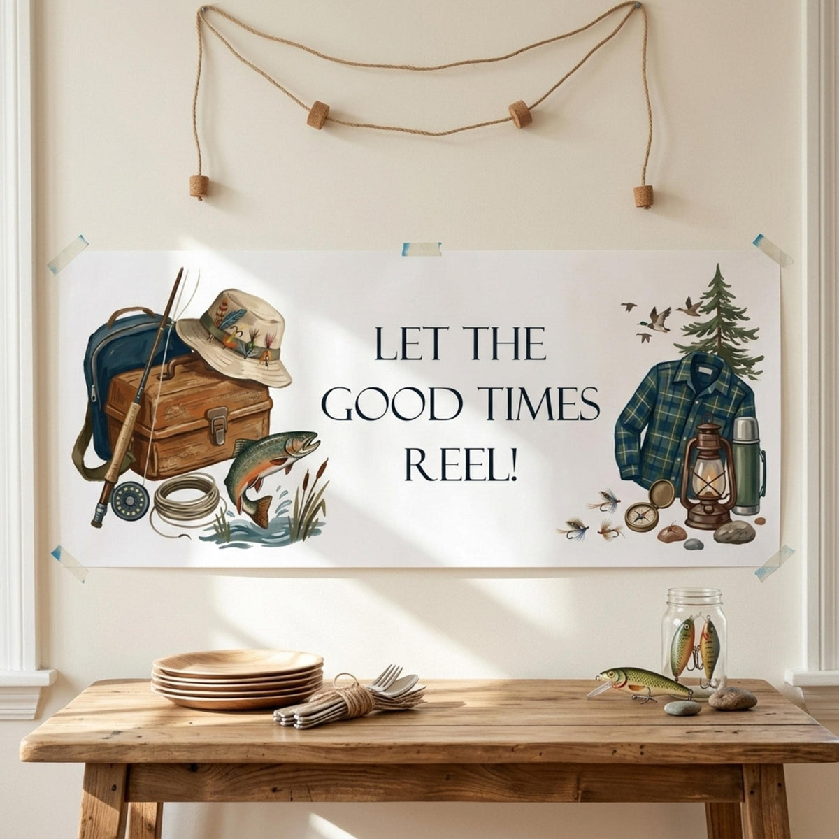 Personalised Fishing Birthday Banner for Him - Party Decor for the Angler & Fisherman