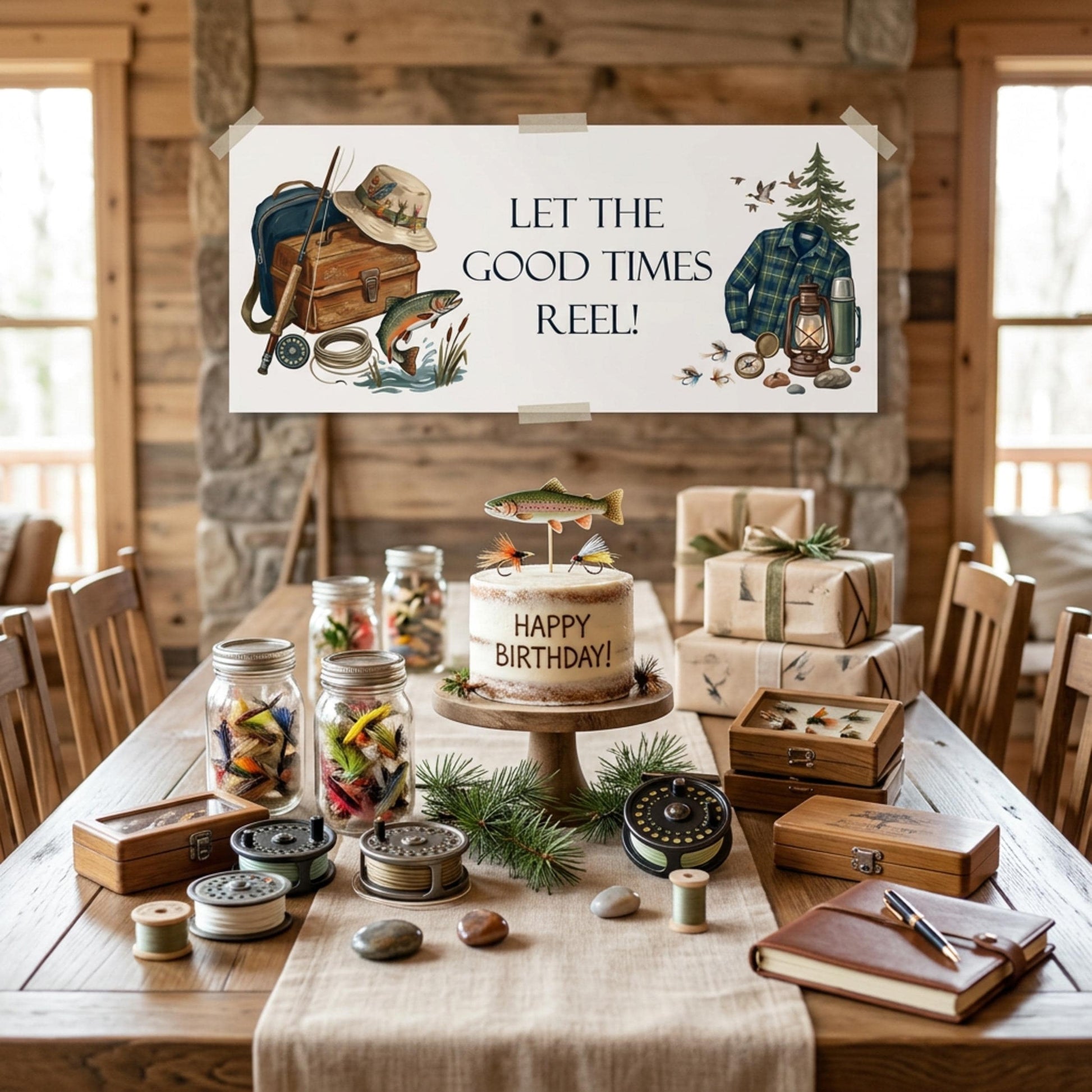 Personalised Fishing Birthday Banner for Him - Party Decor for the Angler & Fisherman