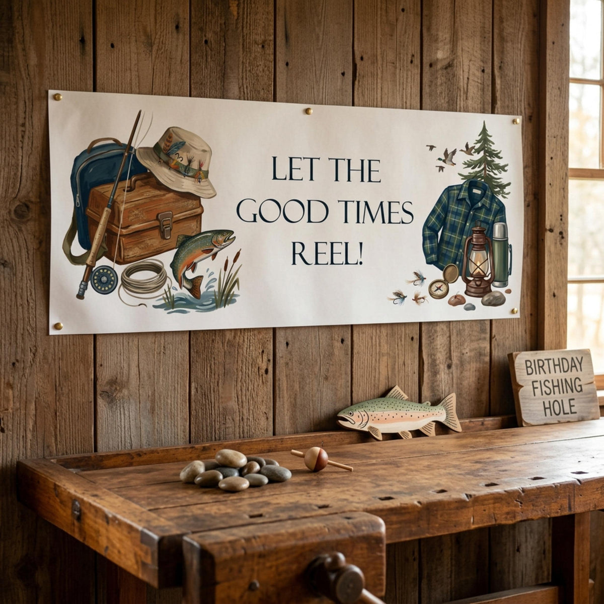 Personalised Fishing Birthday Banner for Him - Party Decor for the Angler & Fisherman