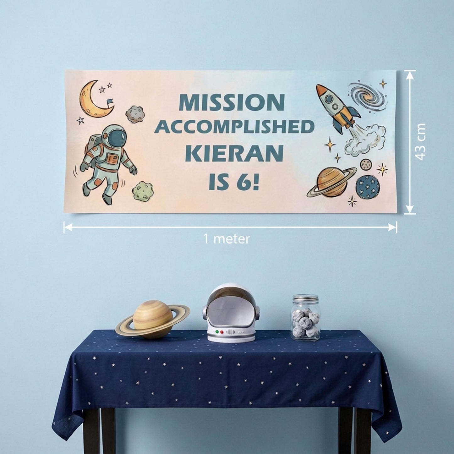 Personalised Space Birthday Banner - Astronaut Rocket Party Decor