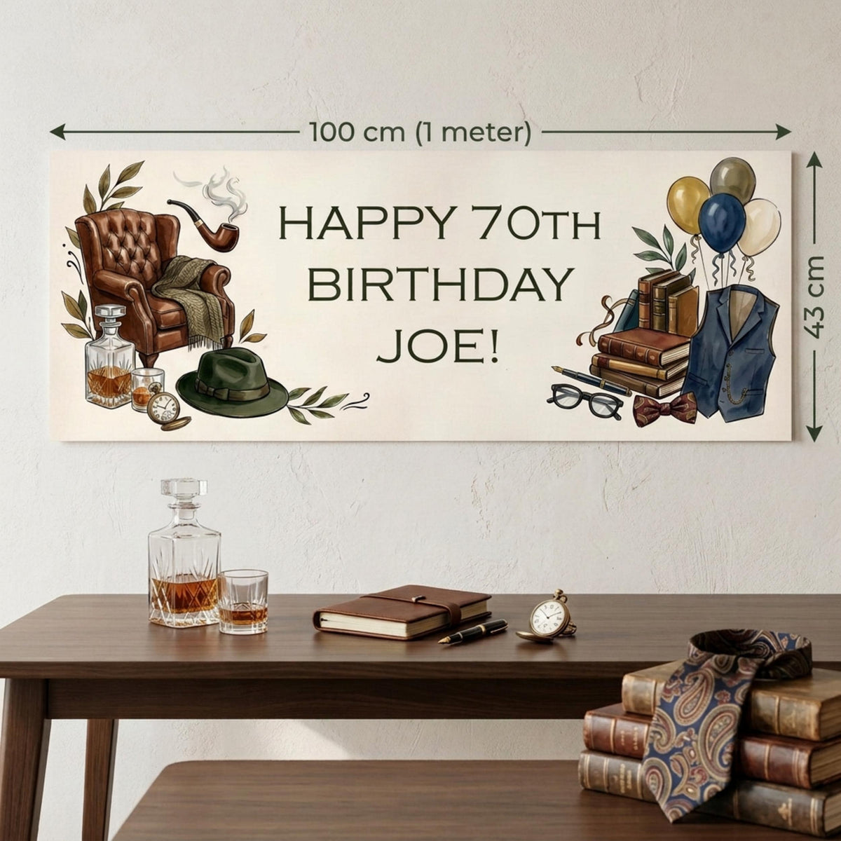 Personalised Gentleman Birthday Banner for Him, Men Milestone Party Poster