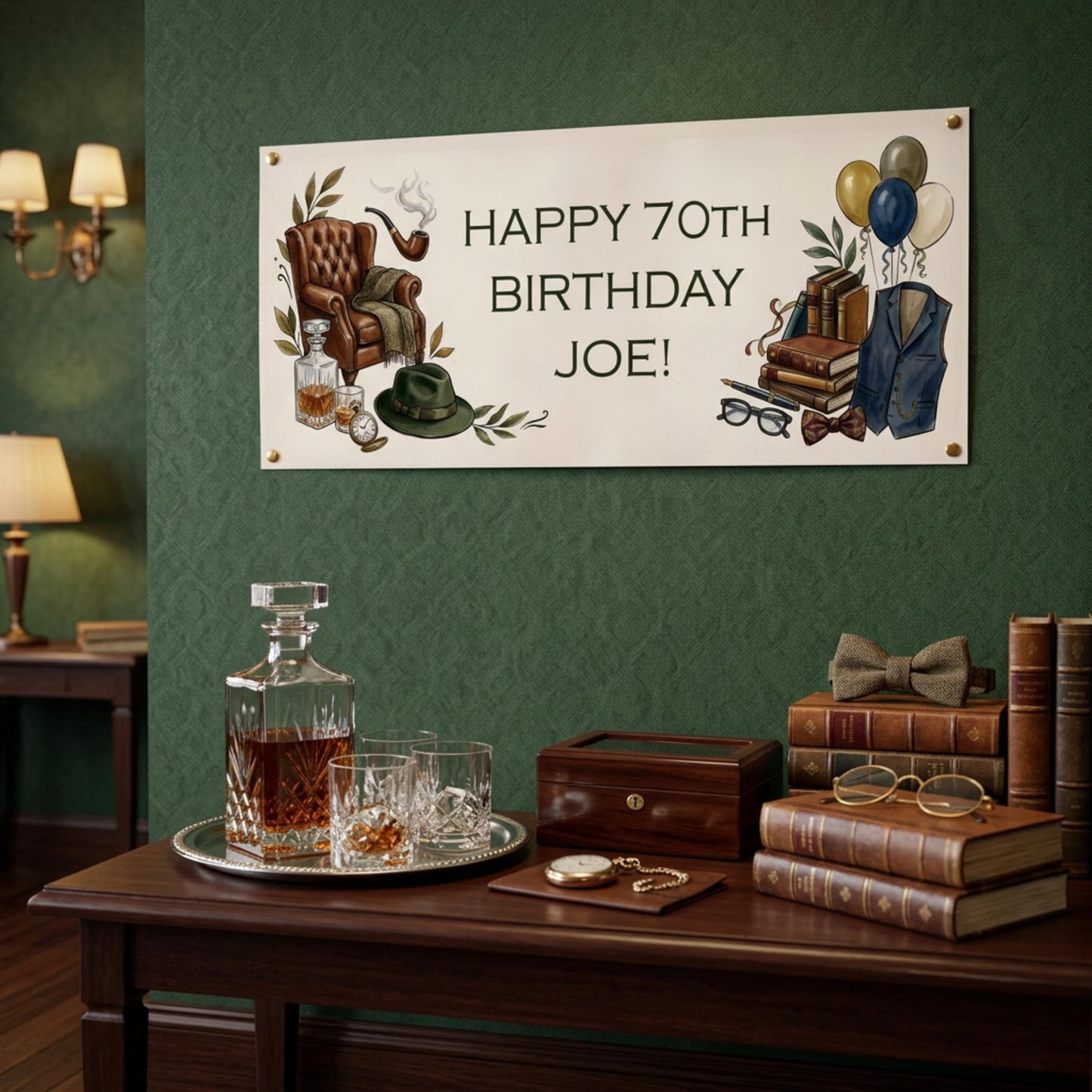 Personalised Gentleman Birthday Banner for Him, Men Milestone Party Poster